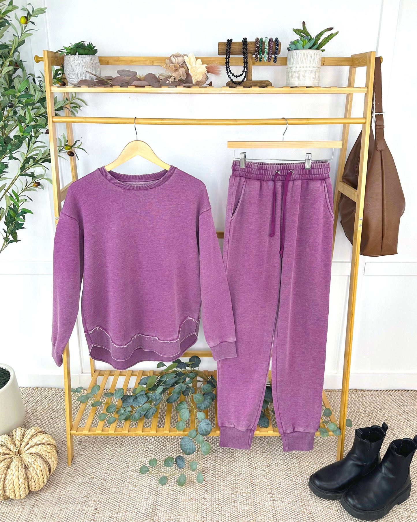 Michelle Mae Vintage Wash Joggers - Purple