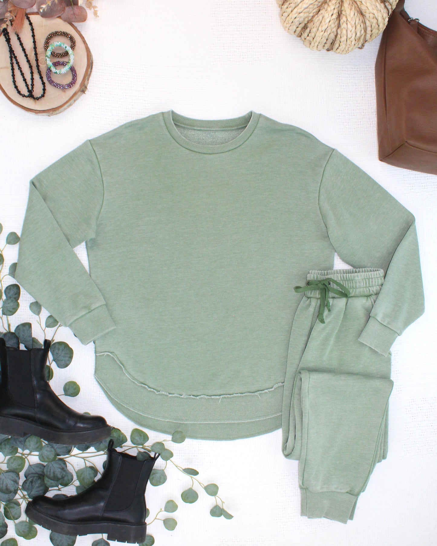 Michelle Mae Vintage Wash Joggers - Olive