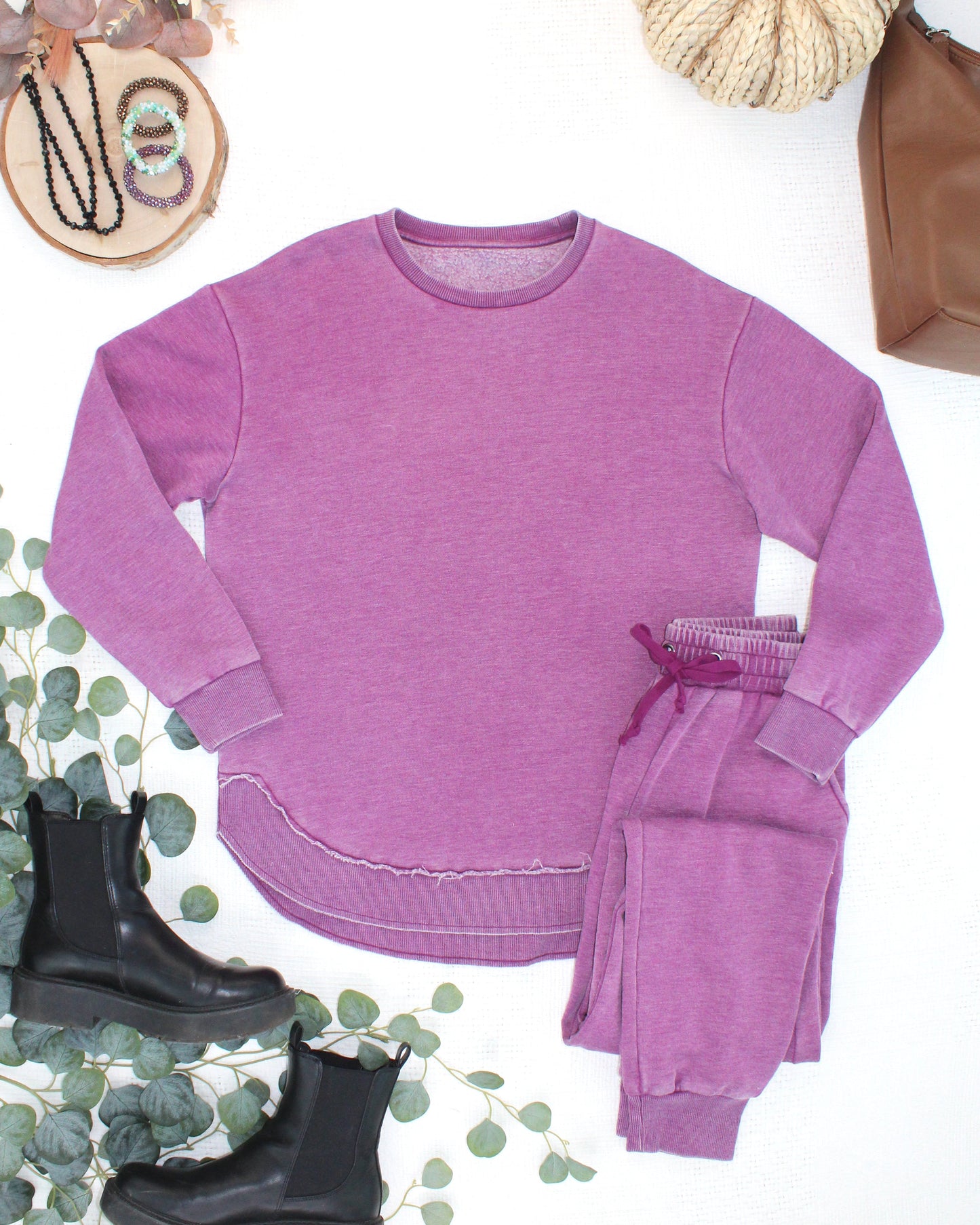 Michelle Mae Vintage Wash Pullover - Purple