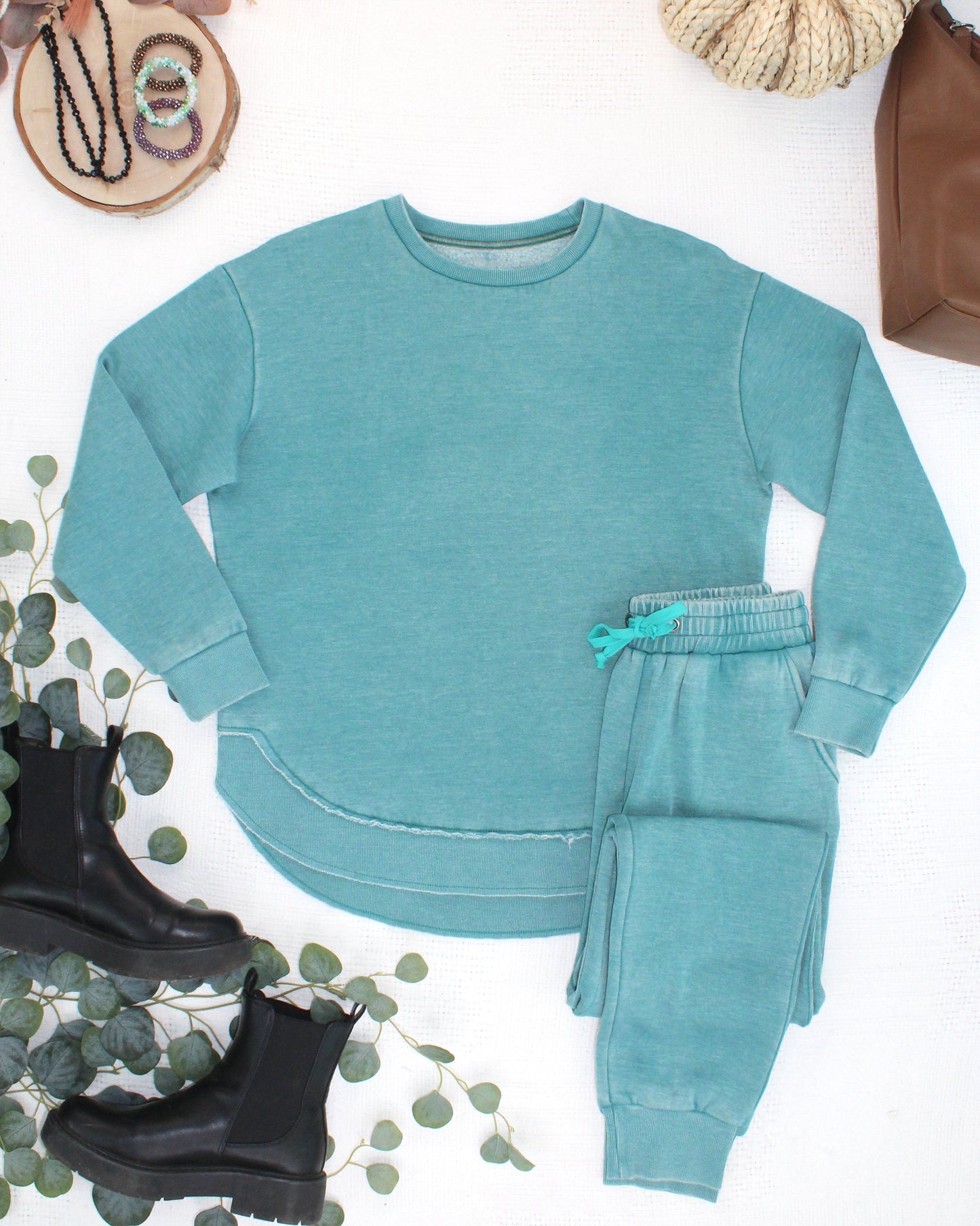 Michelle Mae Vintage Wash Pullover - Teal