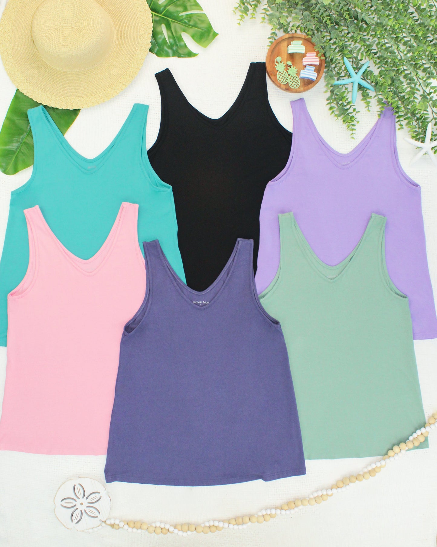 Michelle Mae Vera V Neck Tank - Teal