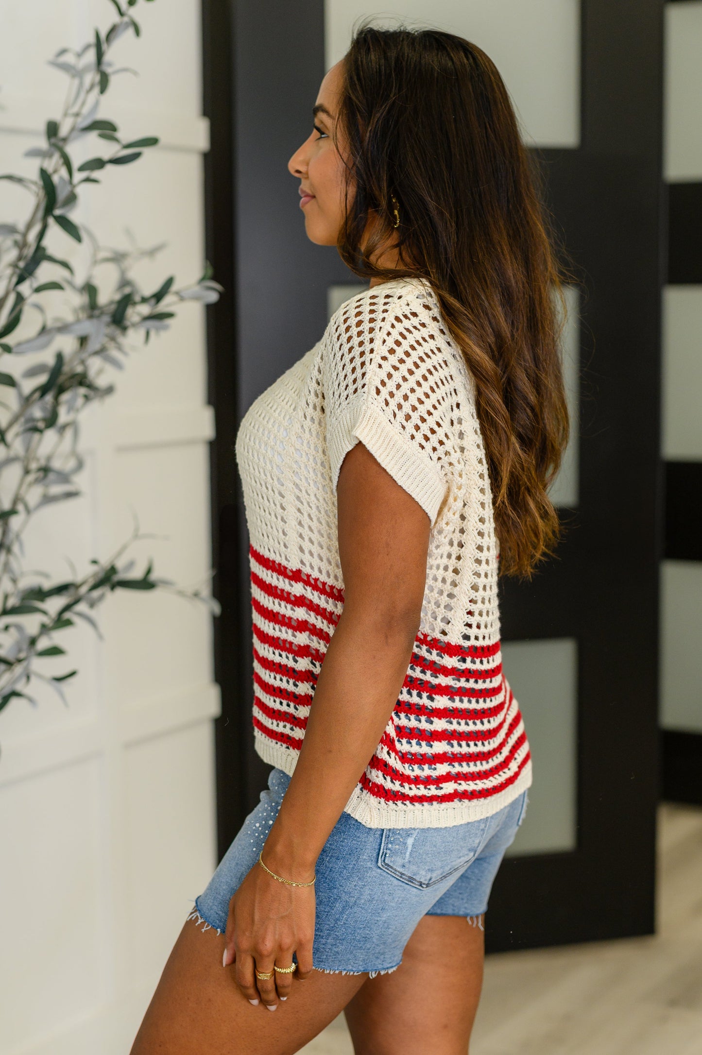 Vibes Don't Lie Net Short Sleeve Top