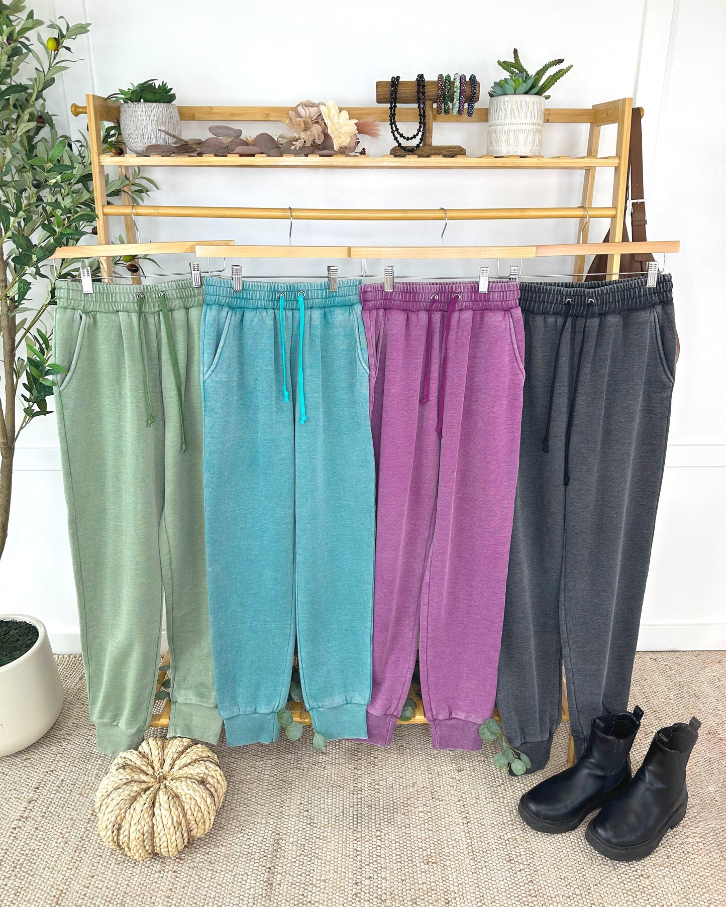 Michelle Mae Vintage Wash Joggers - Olive