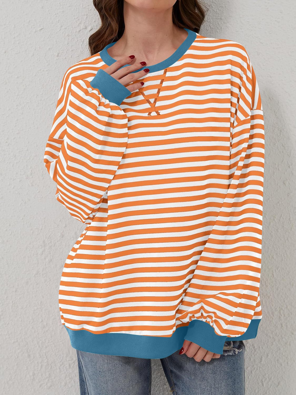 Preorder: Lovelet Contrast Striped Oversized Pullover