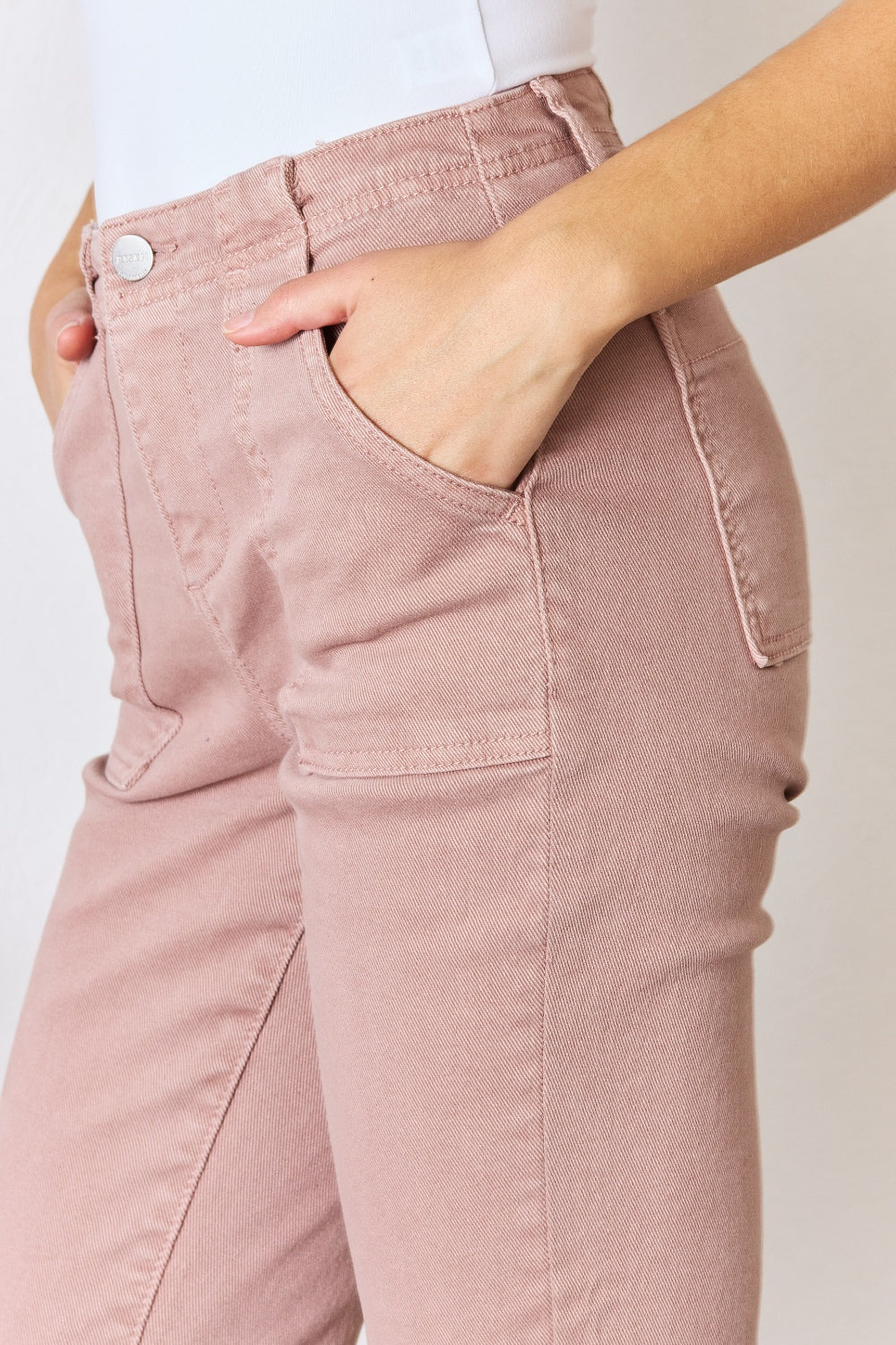 RISEN Full Size High Rise Ankle Flare Jeans in Mauve