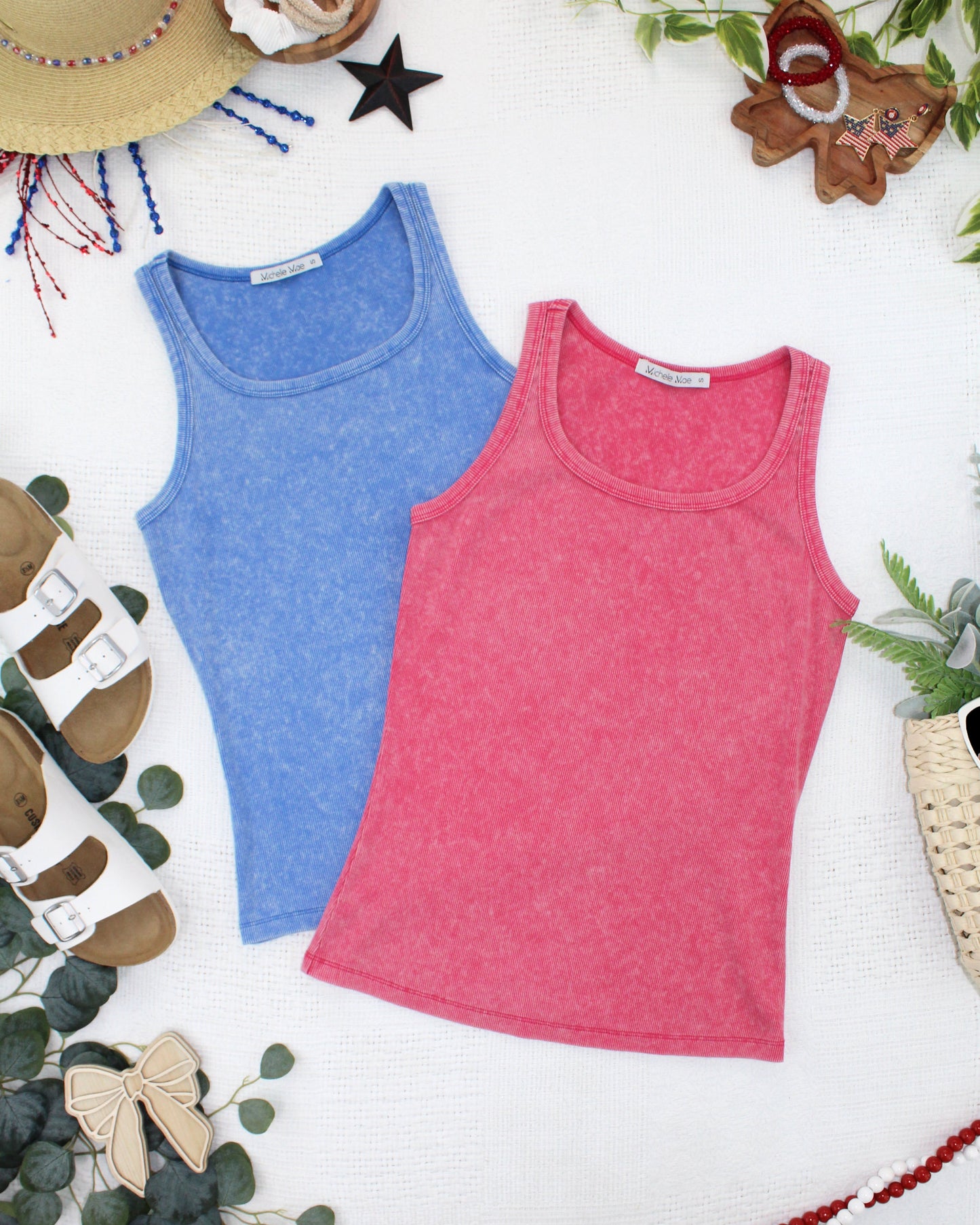 Michelle Mae Audrey Vintage Wash Tank - Red