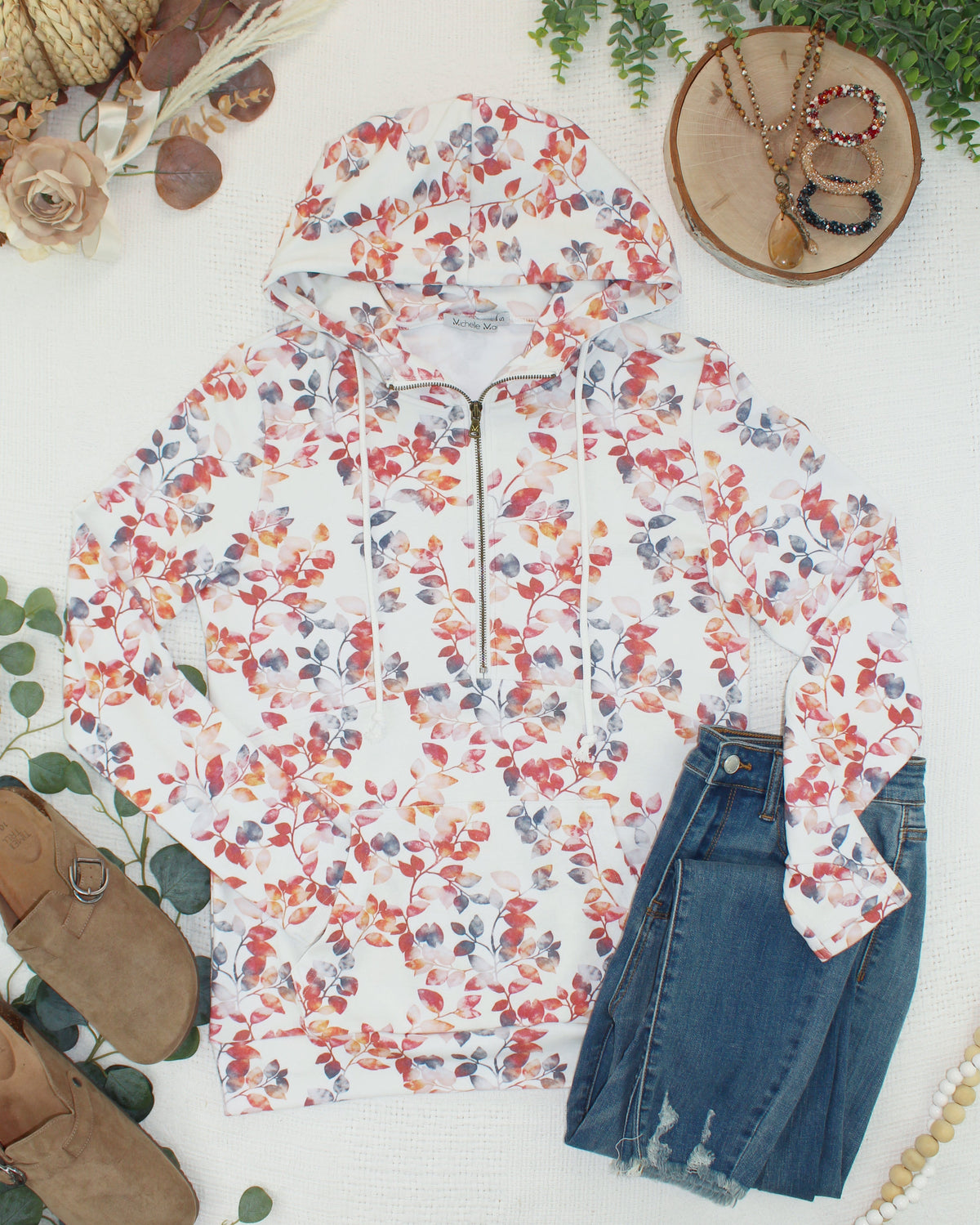 Michelle Mae HalfZip Hoodie - Autumn Watercolor