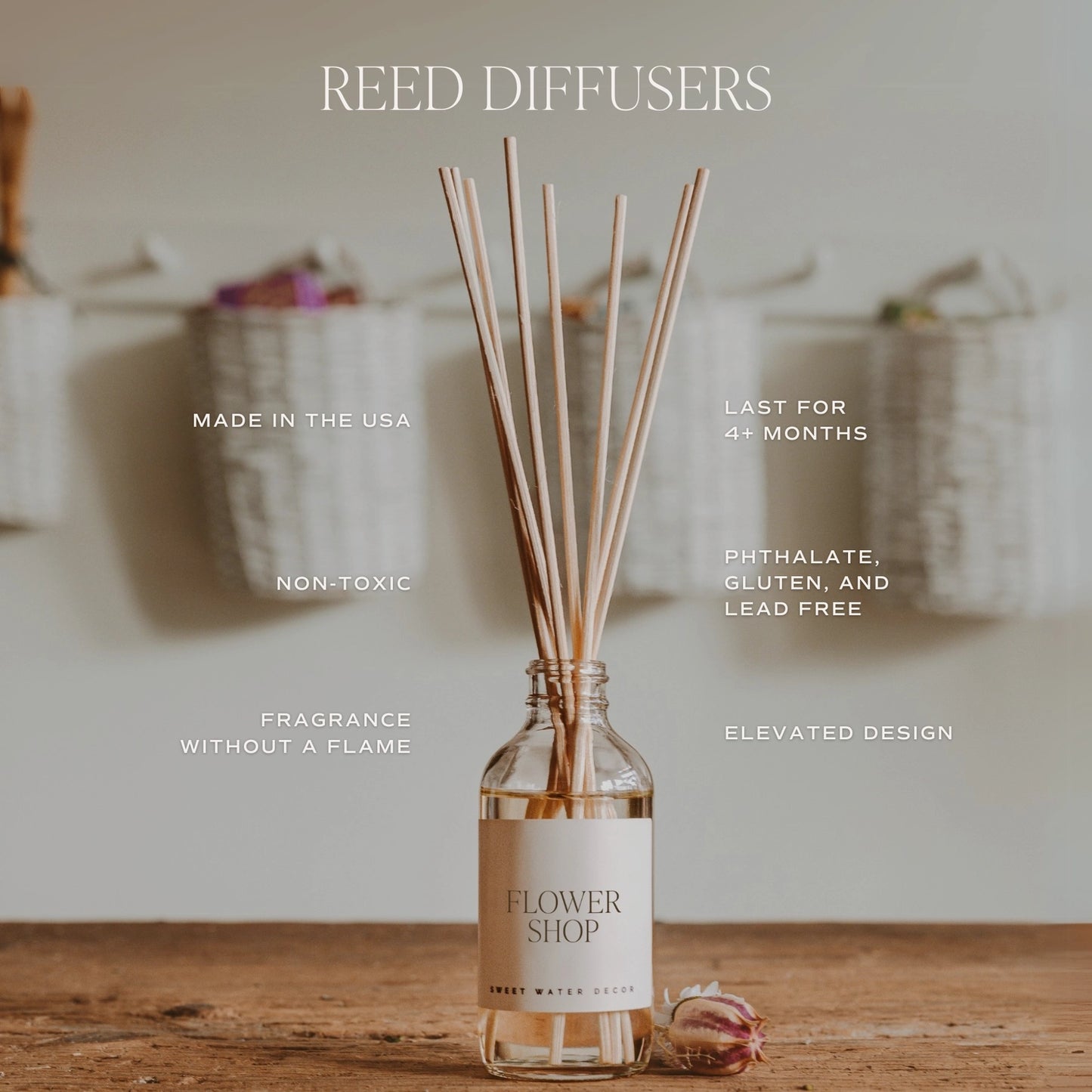Sweetwater Decor | Warm and Cozy Reed Diffuser with Clear Glass Bottle
