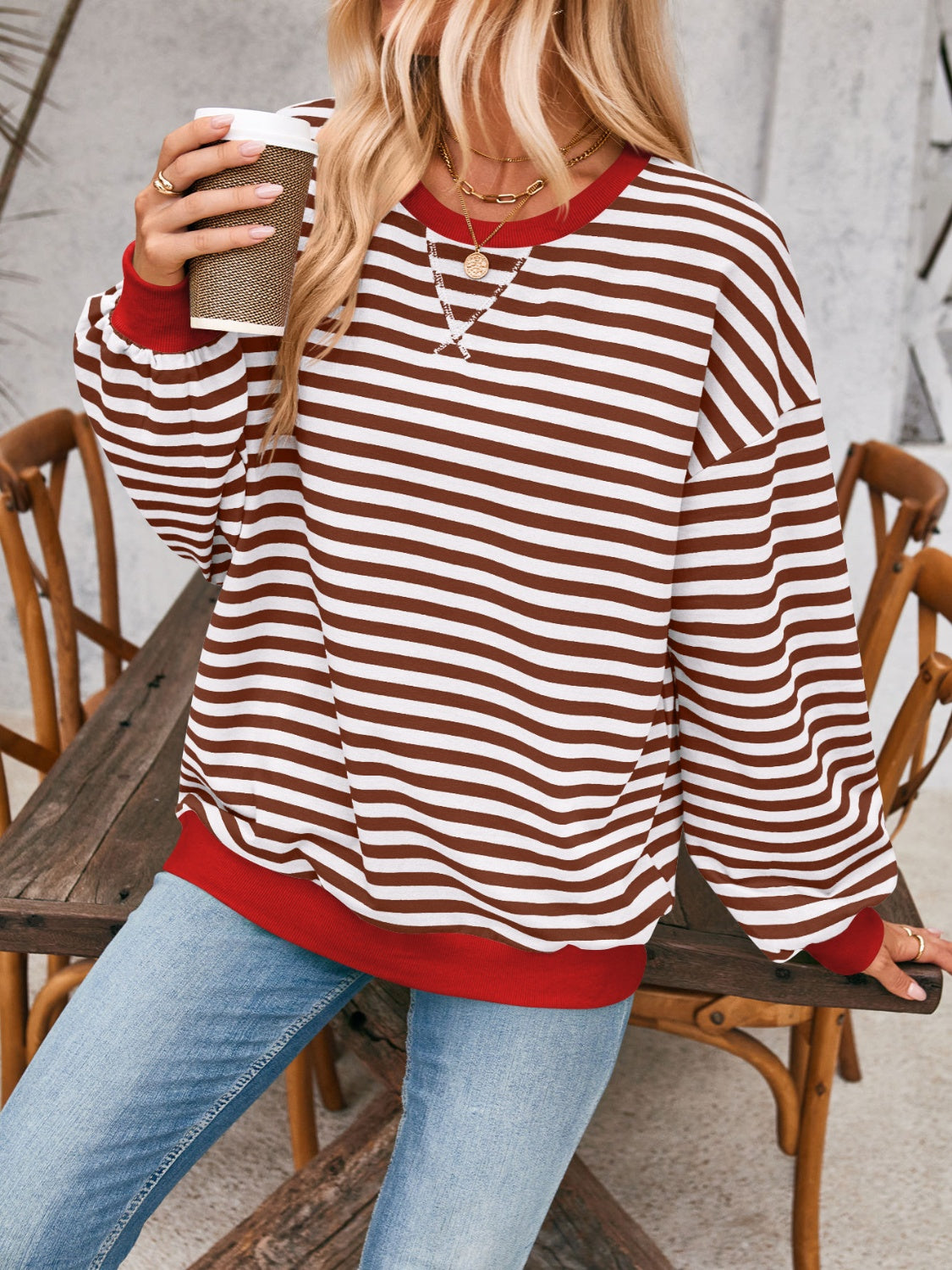 Preorder: Lovelet Contrast Striped Oversized Pullover