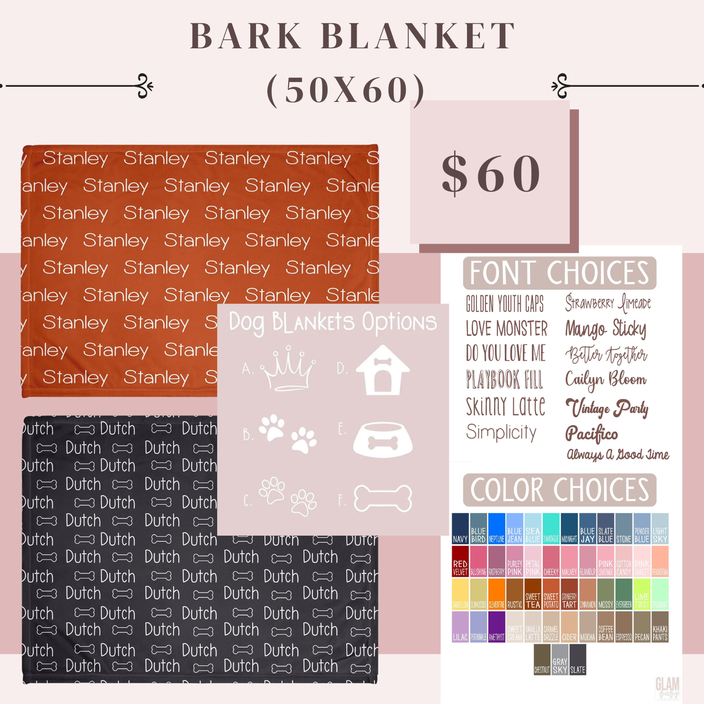 Preorder: Personalized Pet Name Bark Blanket