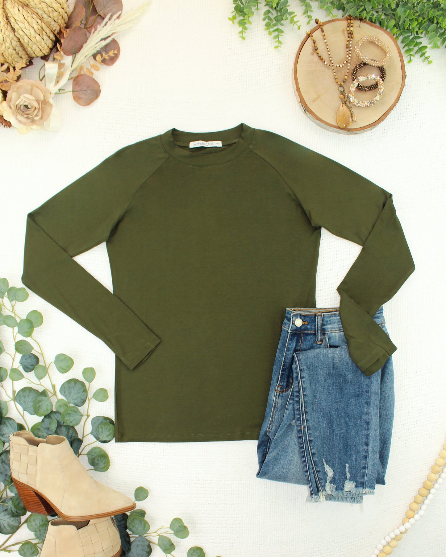 Michelle Mae Blair Long Sleeve Top - Dark Olive
