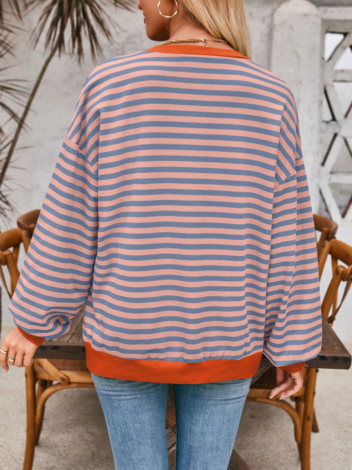 Preorder: Lovelet Contrast Striped Oversized Pullover