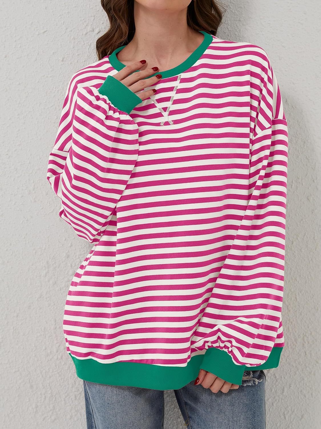 Preorder: Lovelet Contrast Striped Oversized Pullover