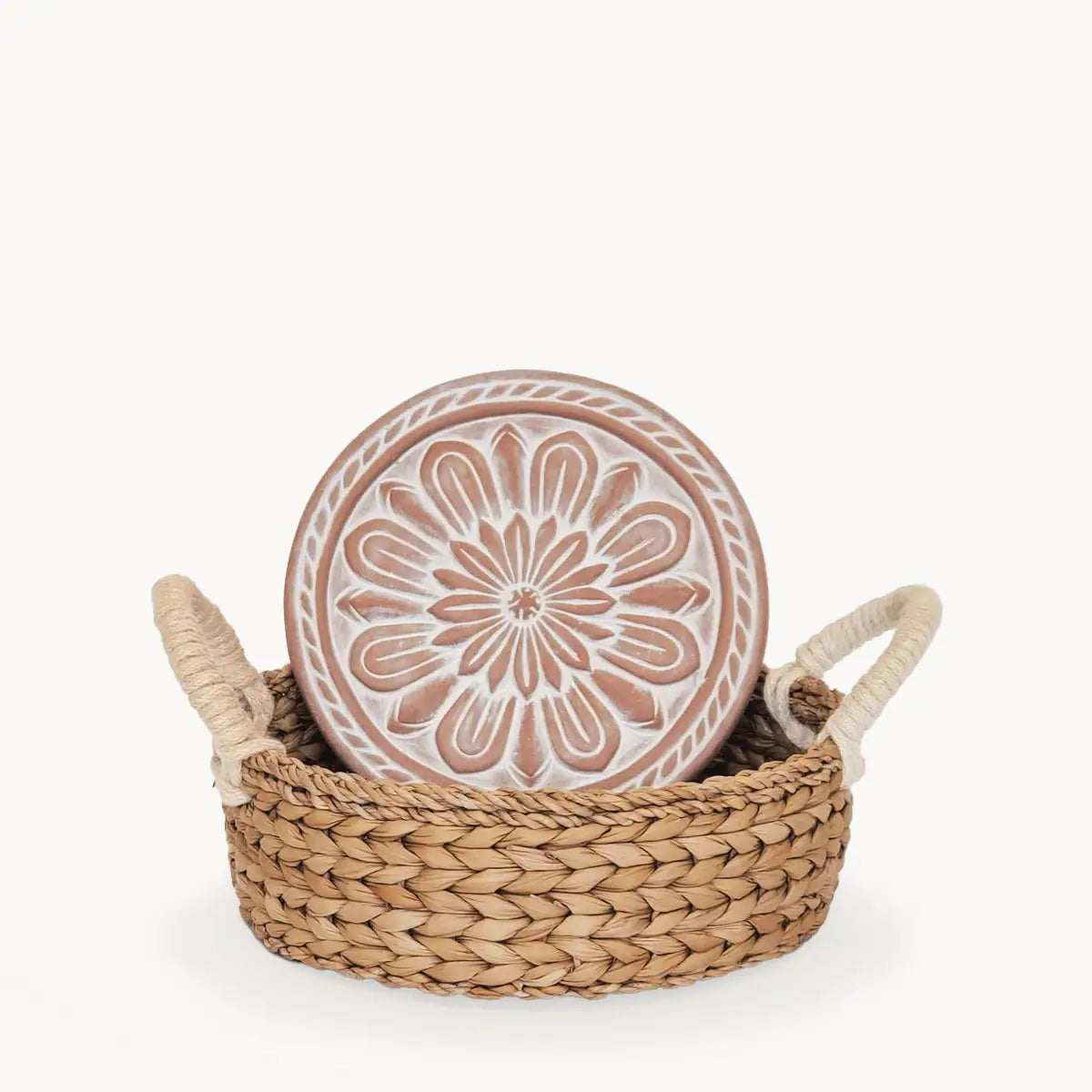 Handmade Bread Warmer & Wicker Basket - Flower - Round