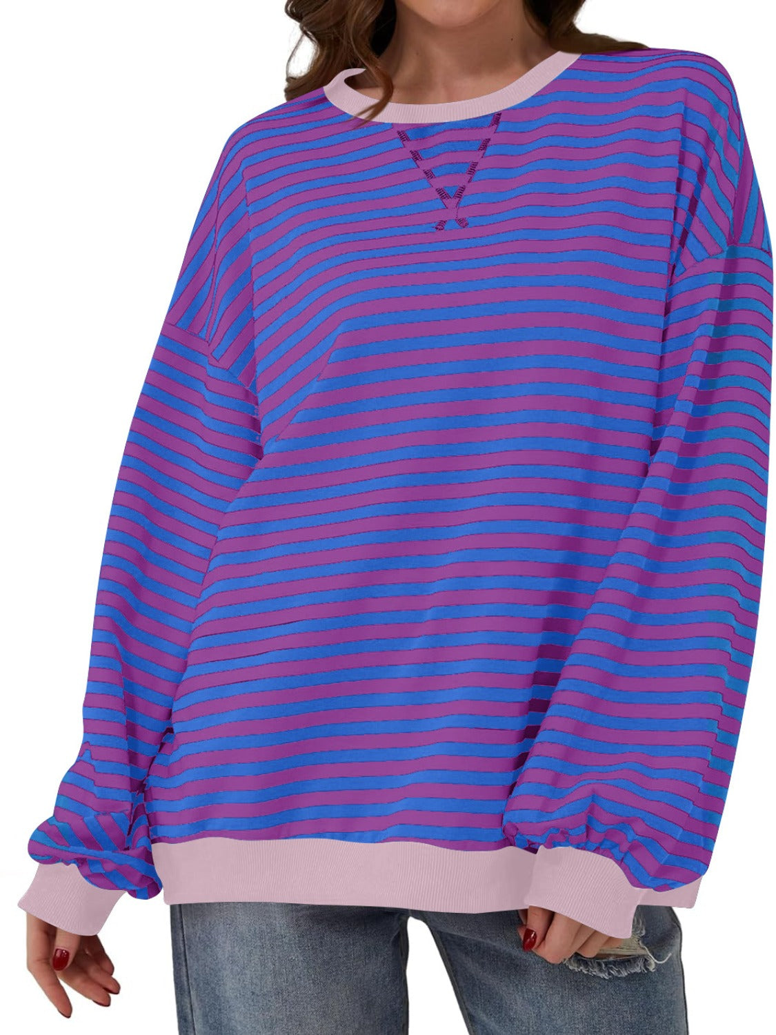 Preorder: Lovelet Contrast Striped Oversized Pullover