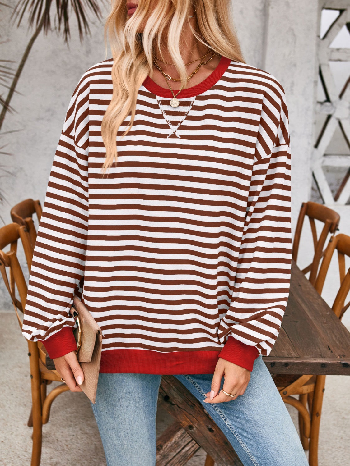 Preorder: Lovelet Contrast Striped Oversized Pullover