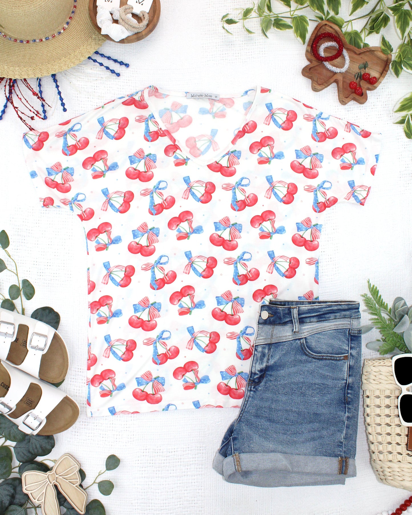 Michelle Mae Chloe Cozy Top - Patriotic Cherries