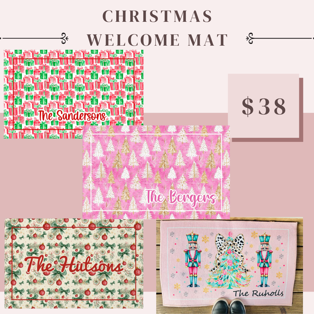 Preorder: Personalized Christmas Door Mat (4 options)
