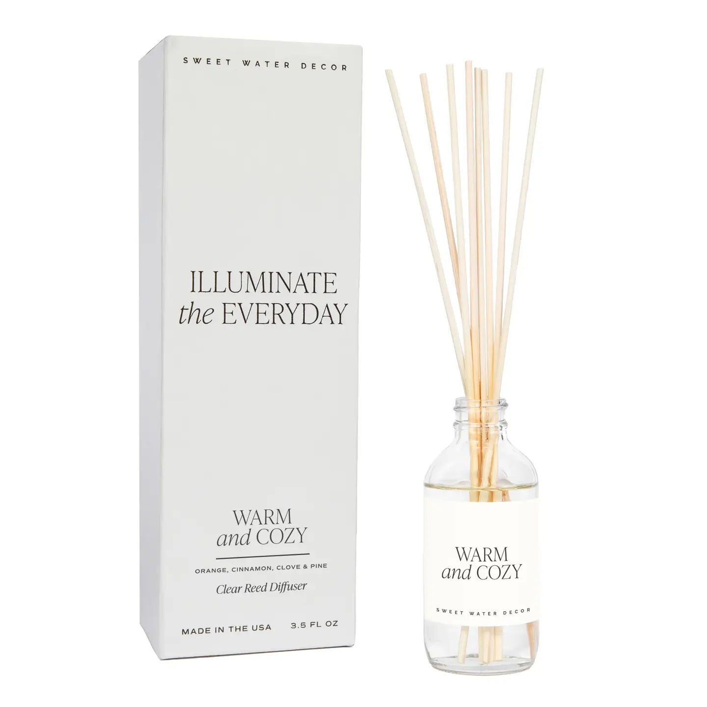 Sweetwater Decor | Warm and Cozy Reed Diffuser with Clear Glass Bottle