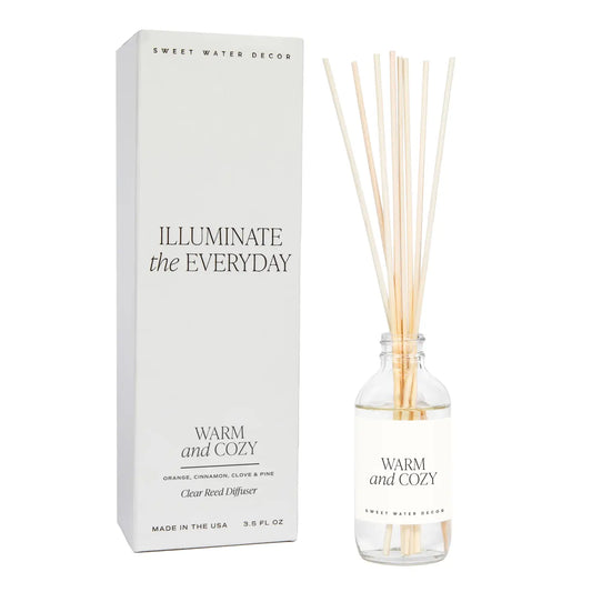 Sweetwater Decor | Warm and Cozy Reed Diffuser with Clear Glass Bottle