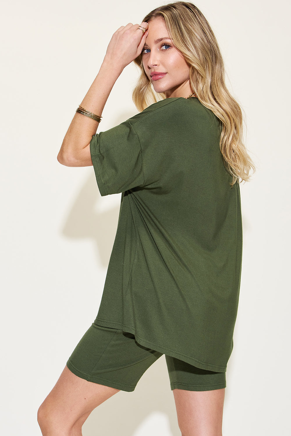 Basic Bae V-Neck Drop Shoulder T-Shirt and Shorts Set (7 Colors)