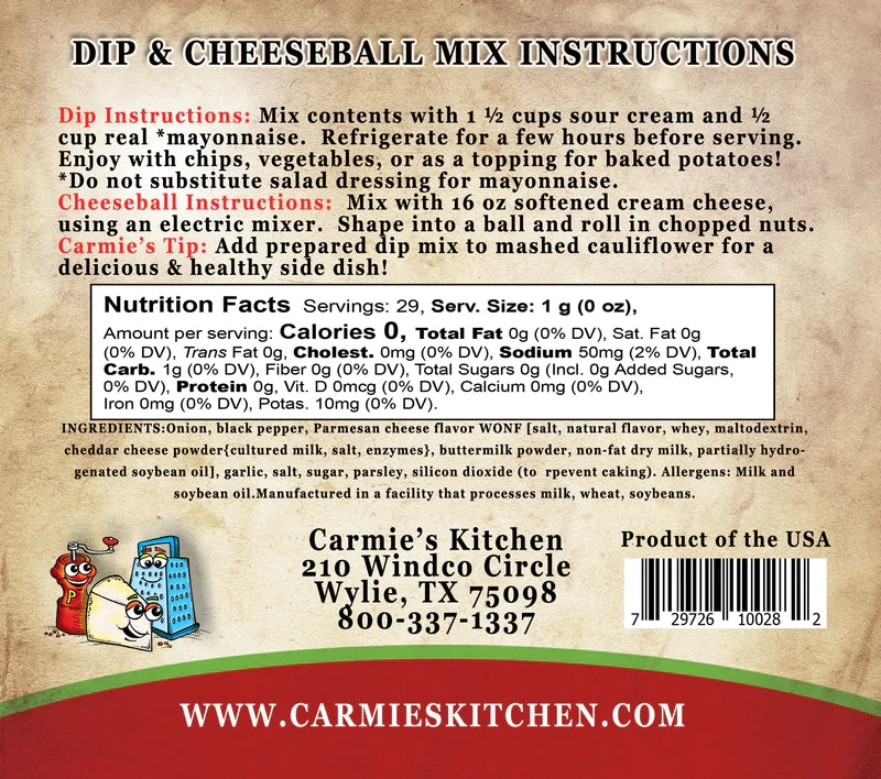 Carmie's Dip Mix - Parmesan Peppercorn