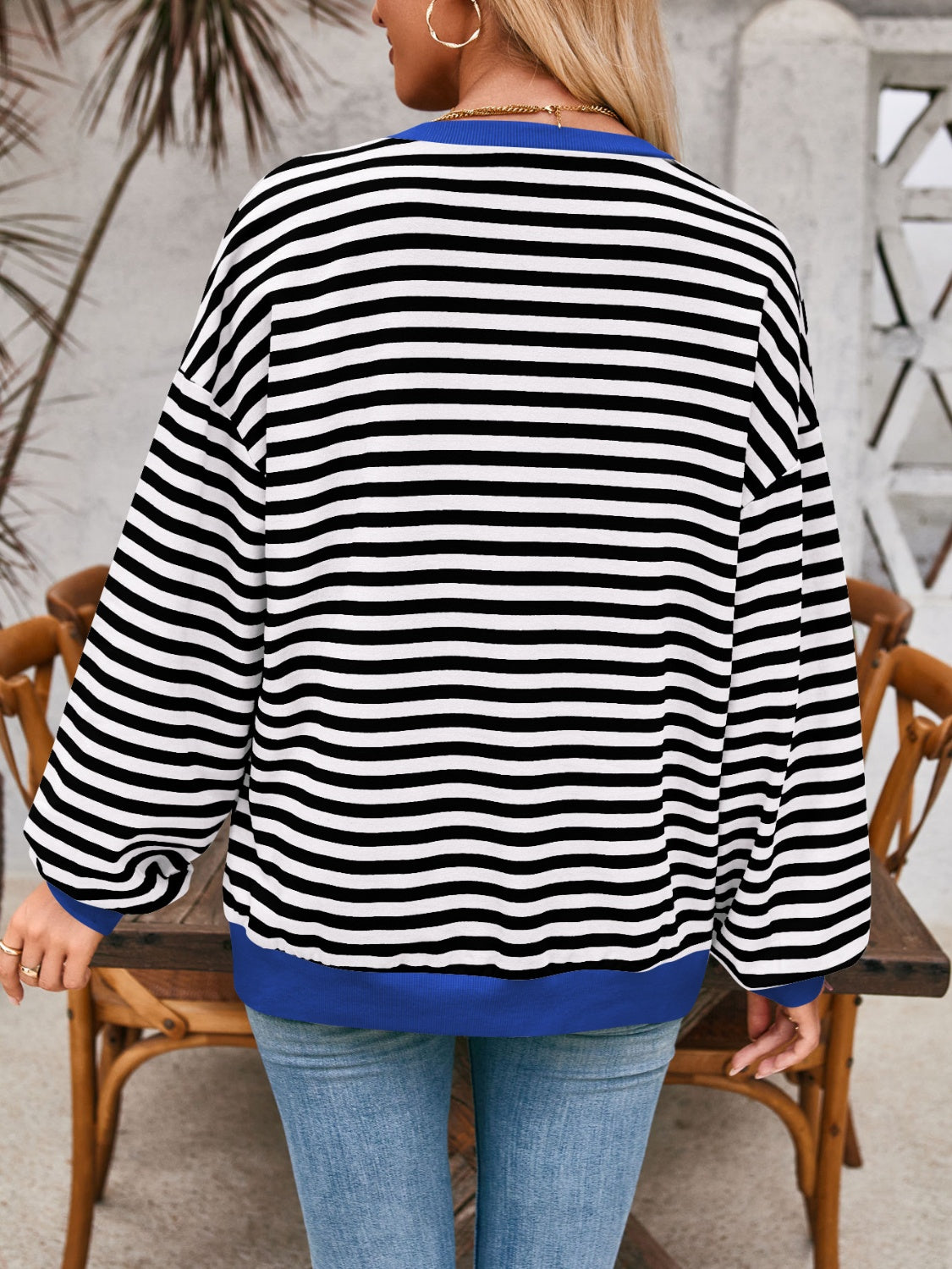 Preorder: Lovelet Contrast Striped Oversized Pullover