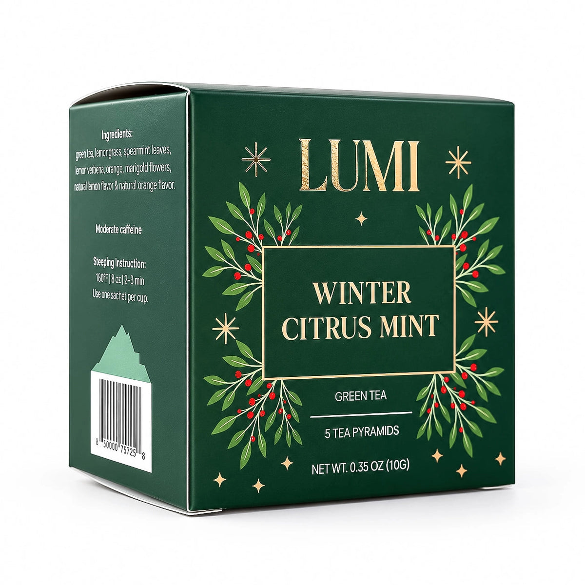 PREORDER Lumi Winter Citrus Mint Green Tea - 5 Premium Tea Bags