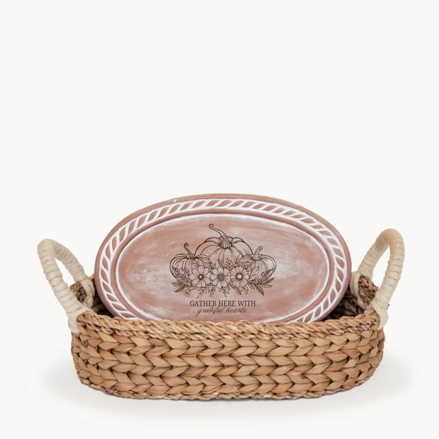 Handmade Bread Warmer & Wicker Basket - "Gather" Oval