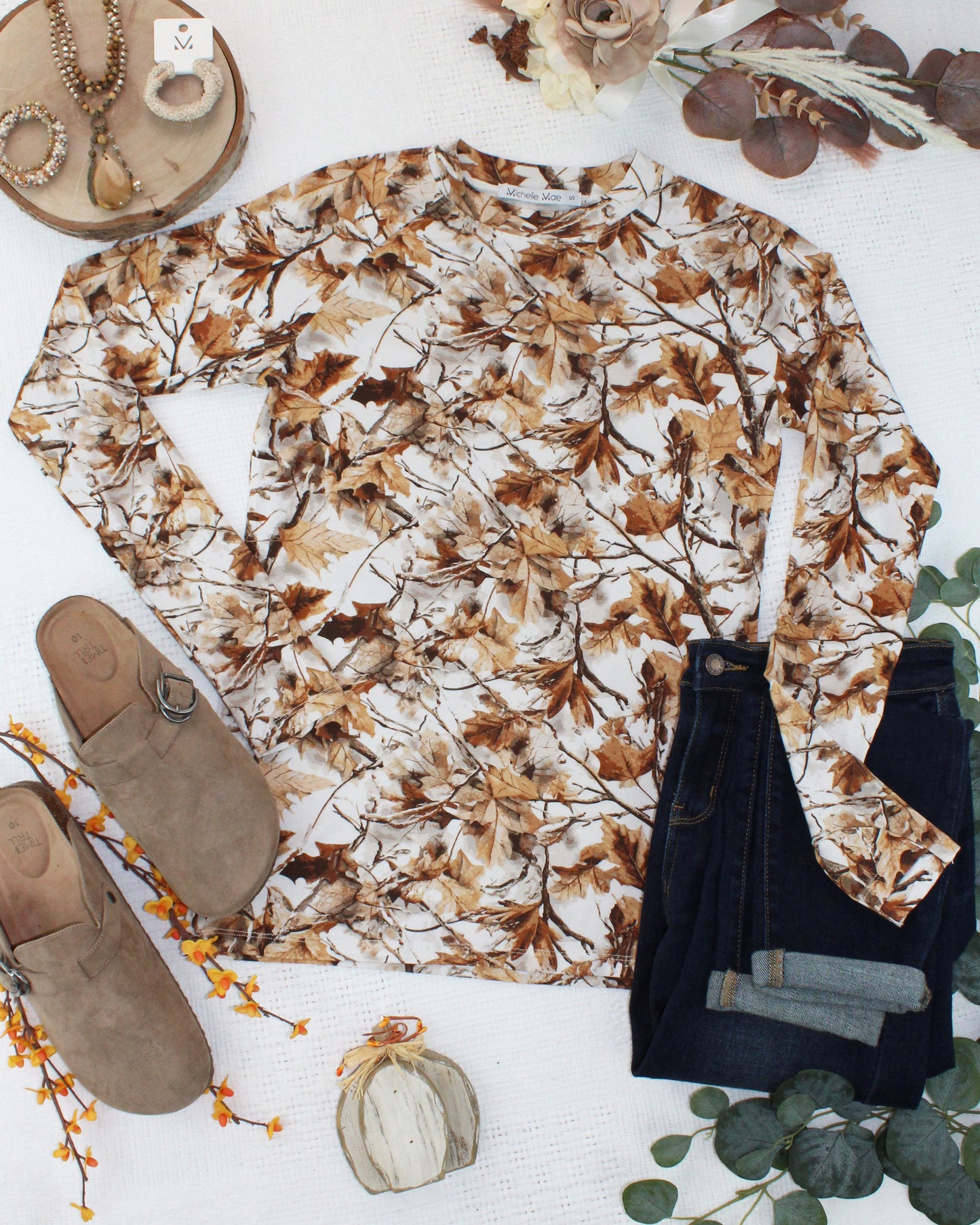 Michelle Mae Blair Long Sleeve Top - Woodsy Camo