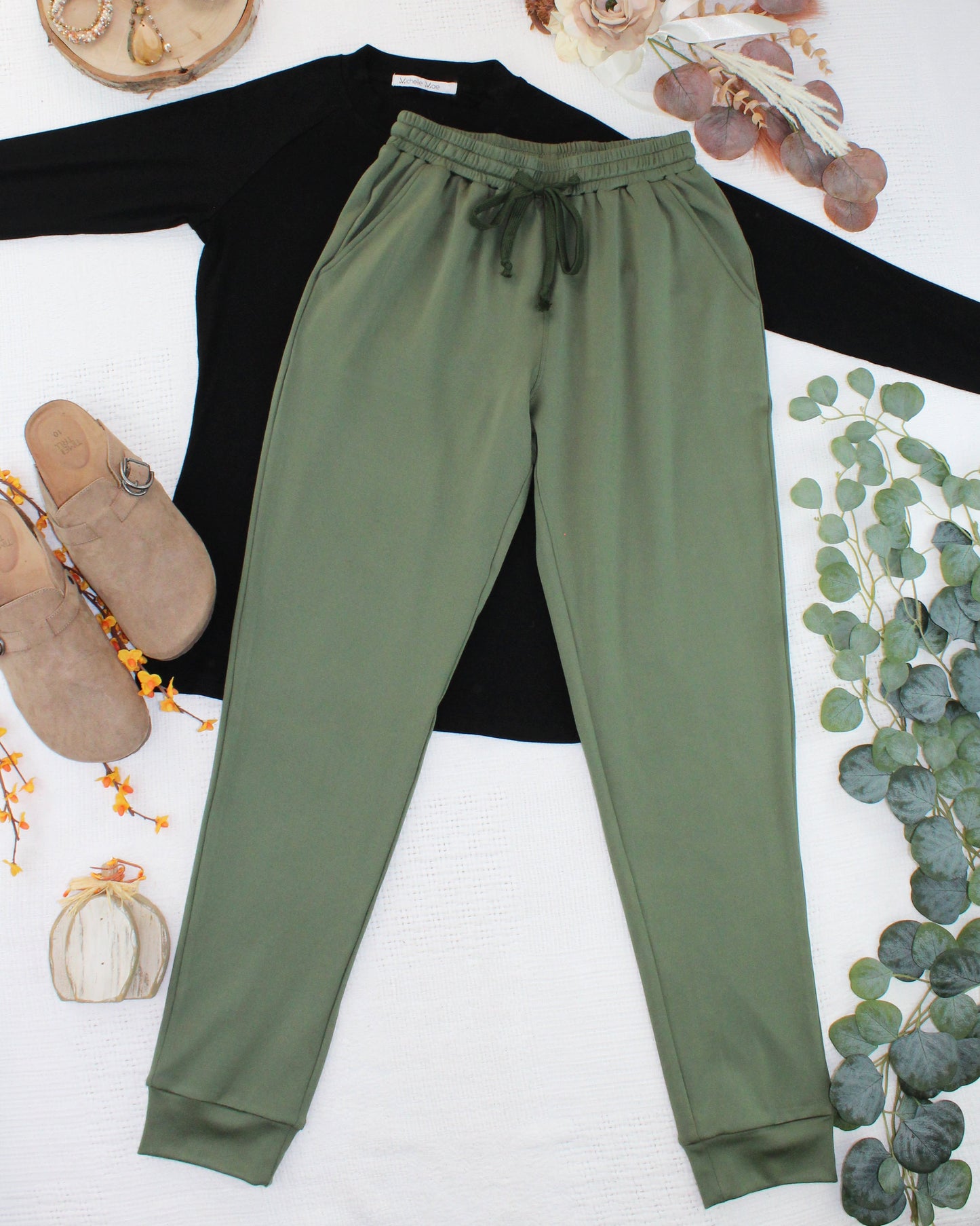 Michelle Mae Cloud Joggers - Olive