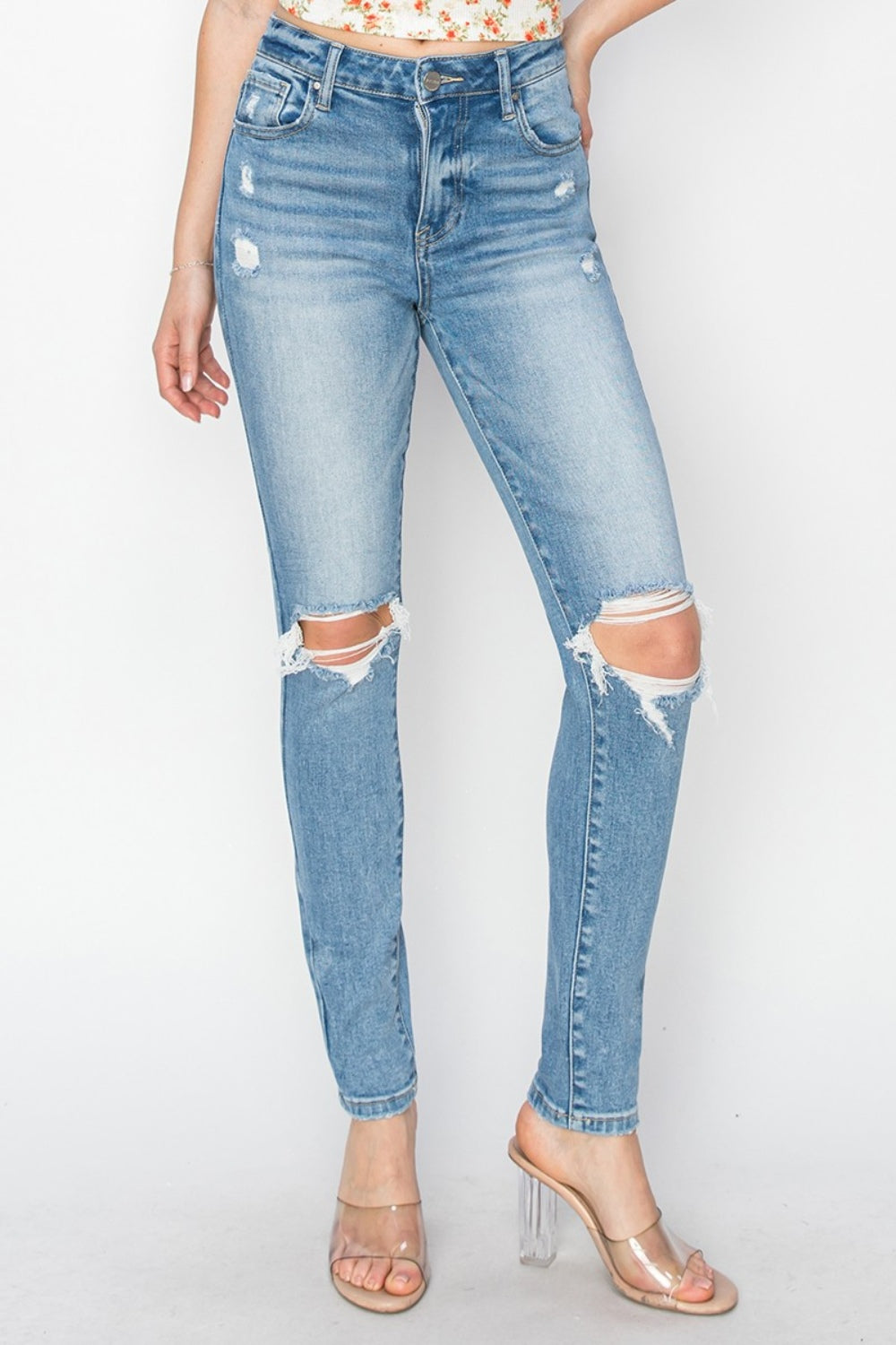 Neeley High Rise Knee Distressed Skinny Jeans