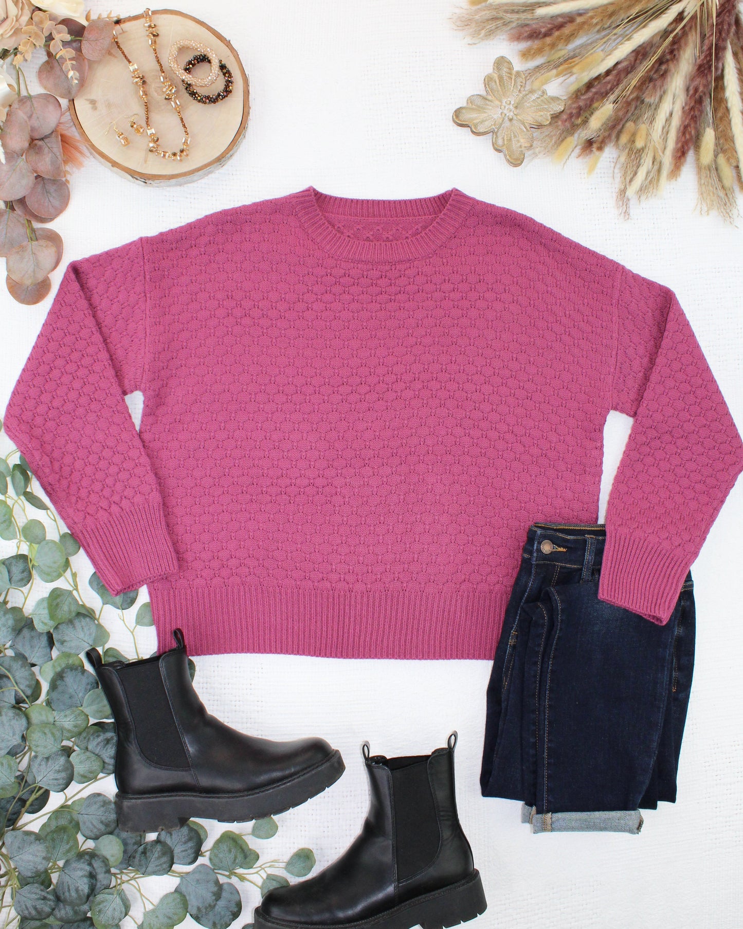 Michelle Mae Gianna Pullover Sweater - Raspberry