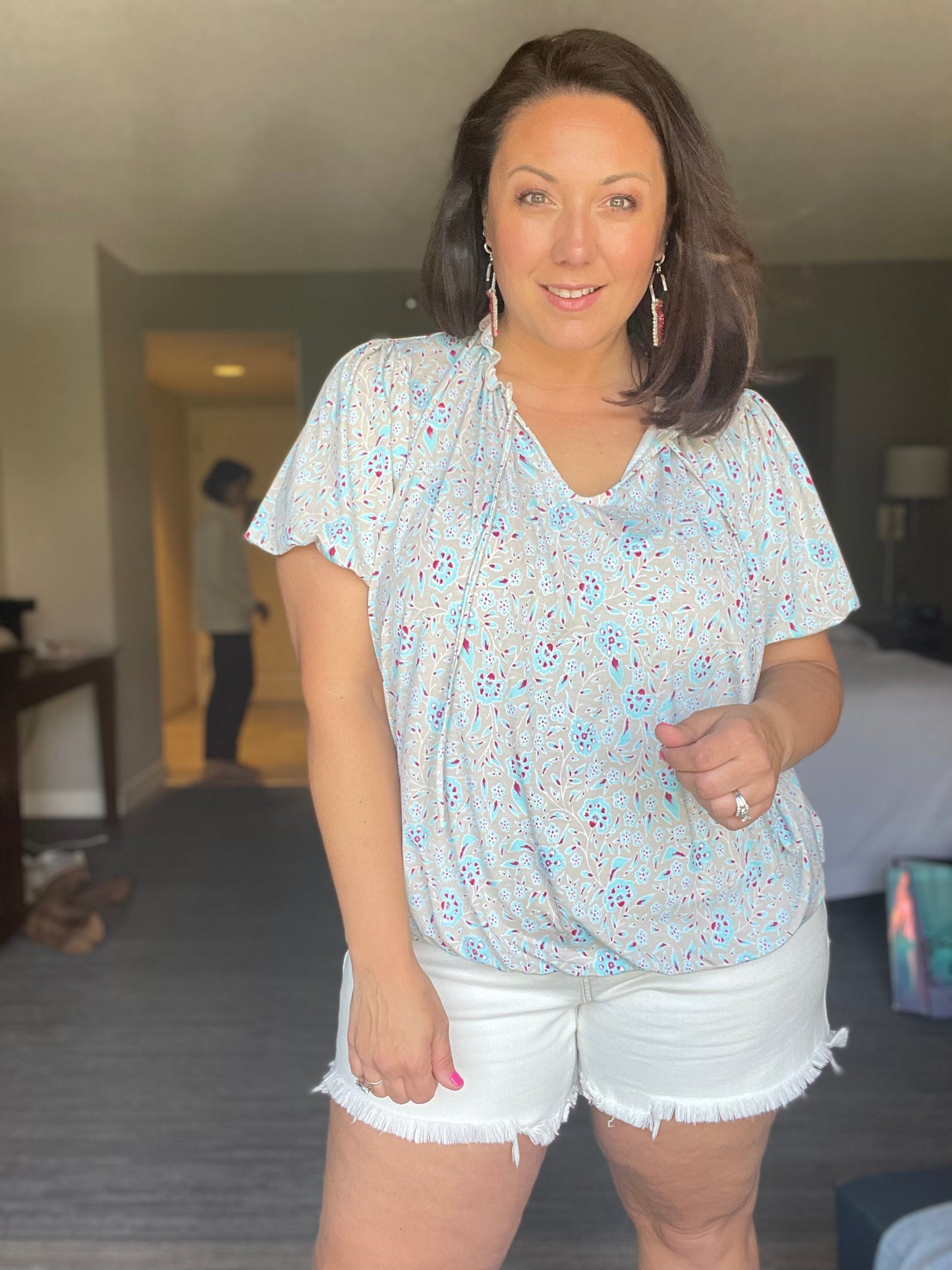 Sew in Love Takeover - Short Sleeve Keyhole Blouse with Ties