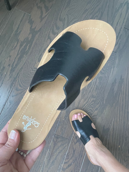 Corky's Bogalusa Sandals in Smooth Black