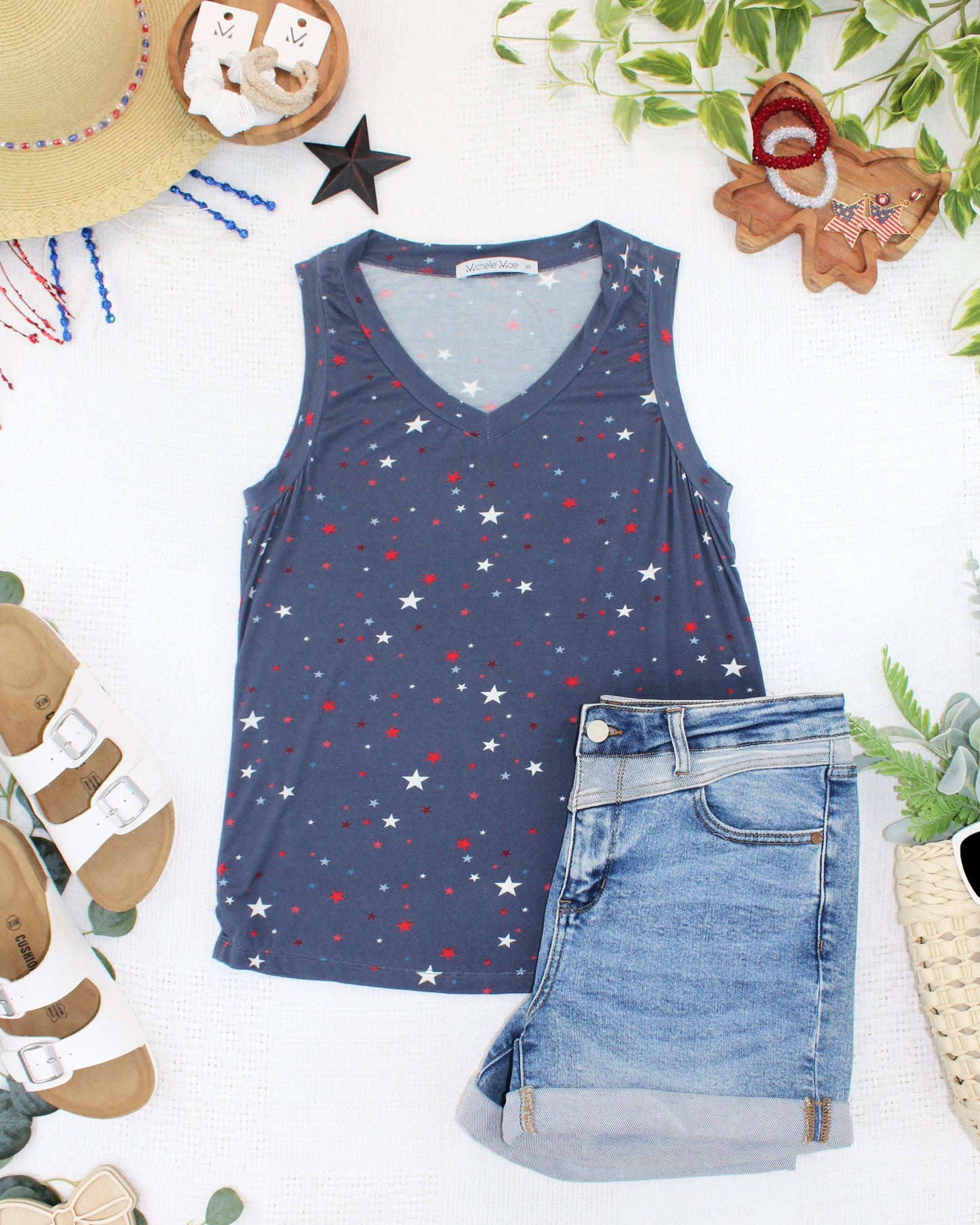 Michelle Mae Noelle Tank - Navy Liberty Stars