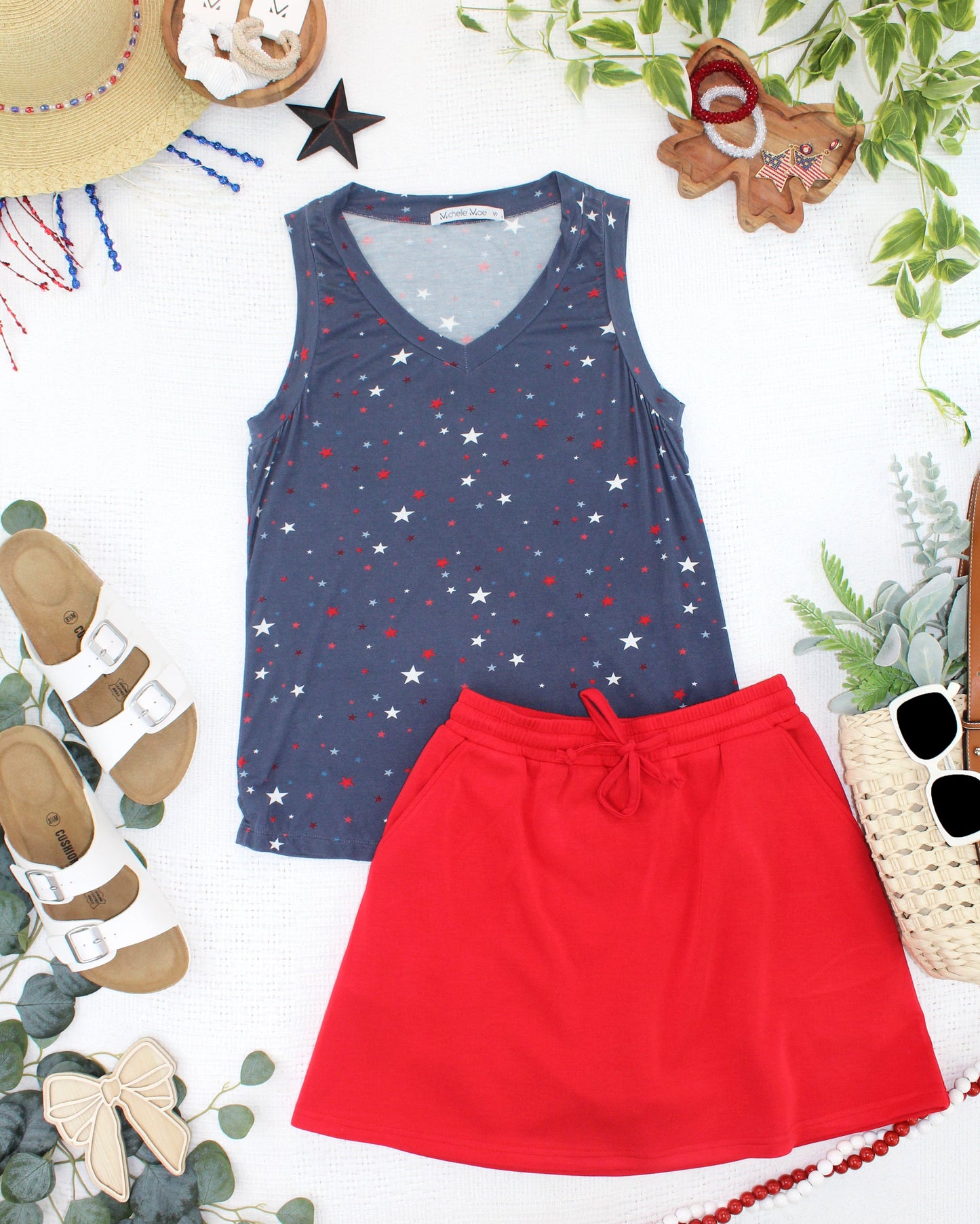 Michelle Mae Noelle Tank - Navy Liberty Stars