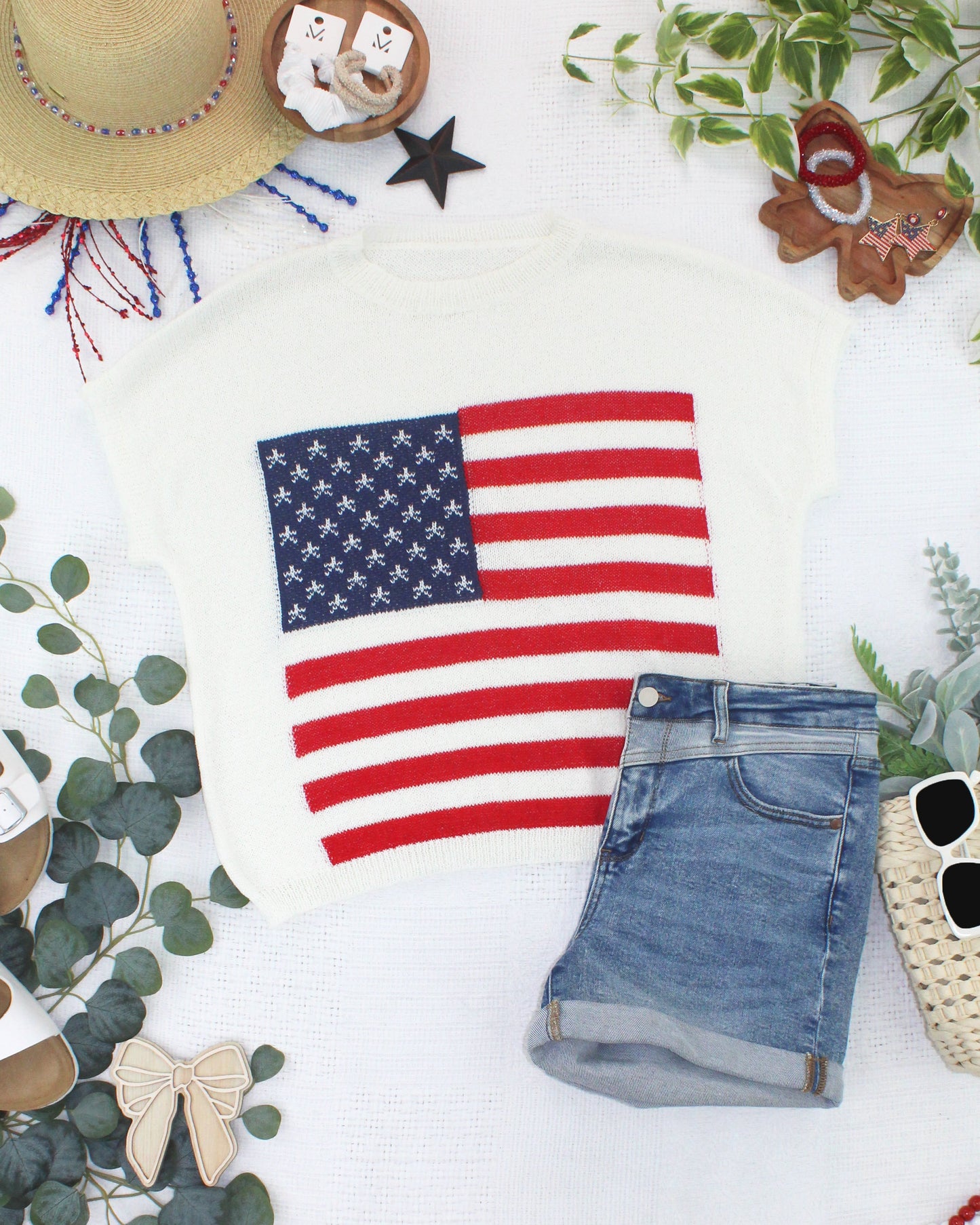 Michelle Mae American Flag Open Knit Top