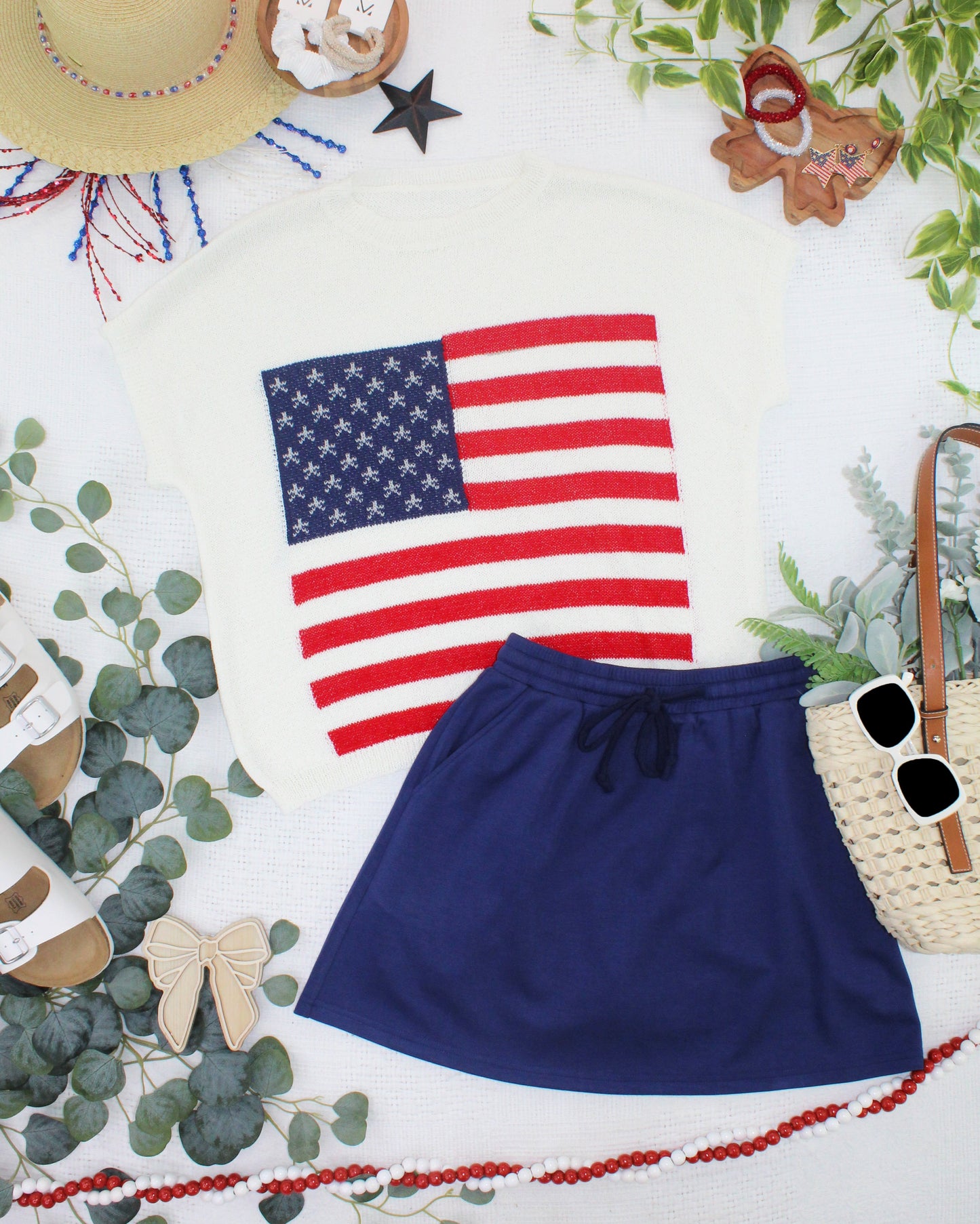 Michelle Mae American Flag Open Knit Top