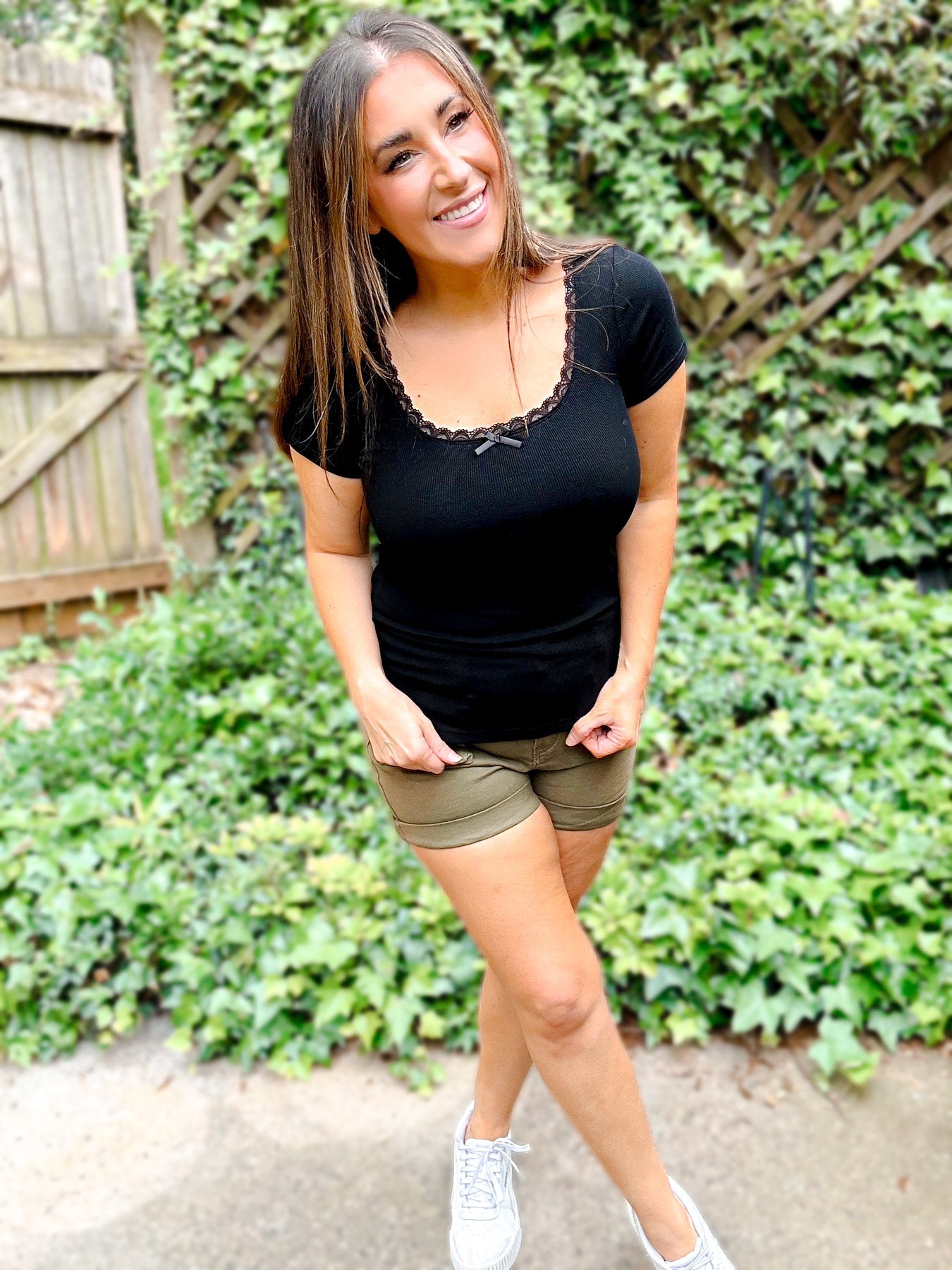 PRE - ORDER Lace Trim Forever Soft Ribbed Tee - ETA 5/31 - Girl Code Couture