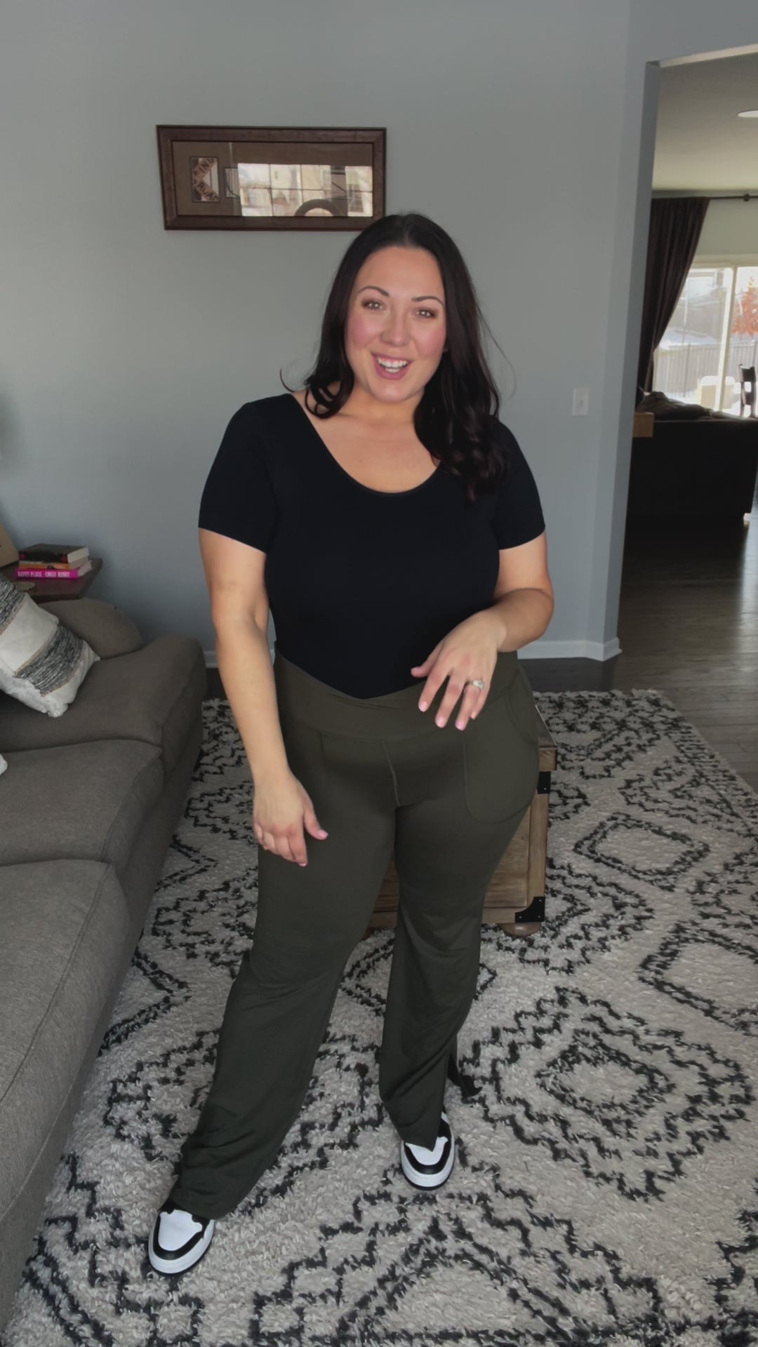 On the Move V Front Flare Leggings in Olive – attiredmom boutique