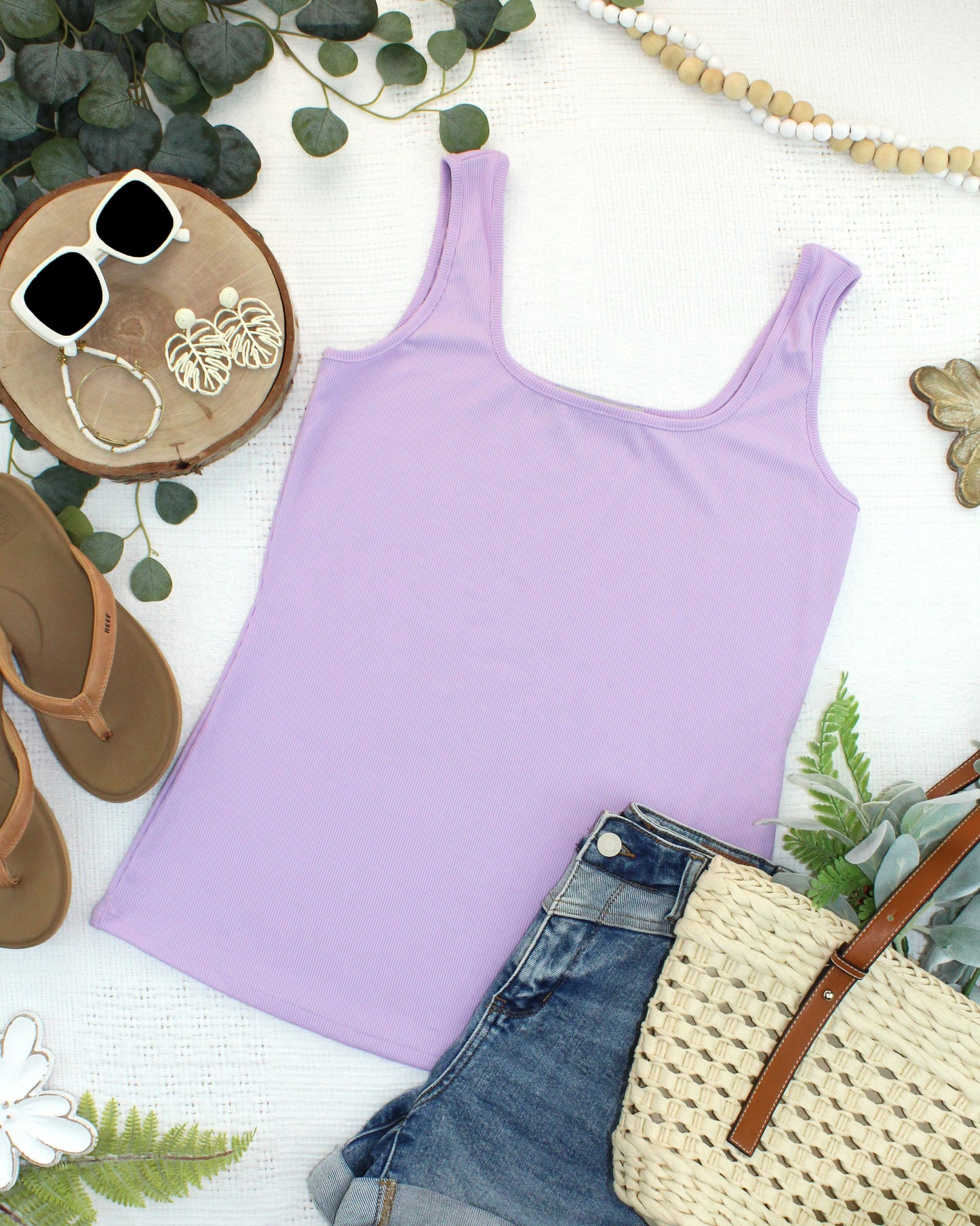 Michelle Mae Rachel Ribbed Tank -  Lavender