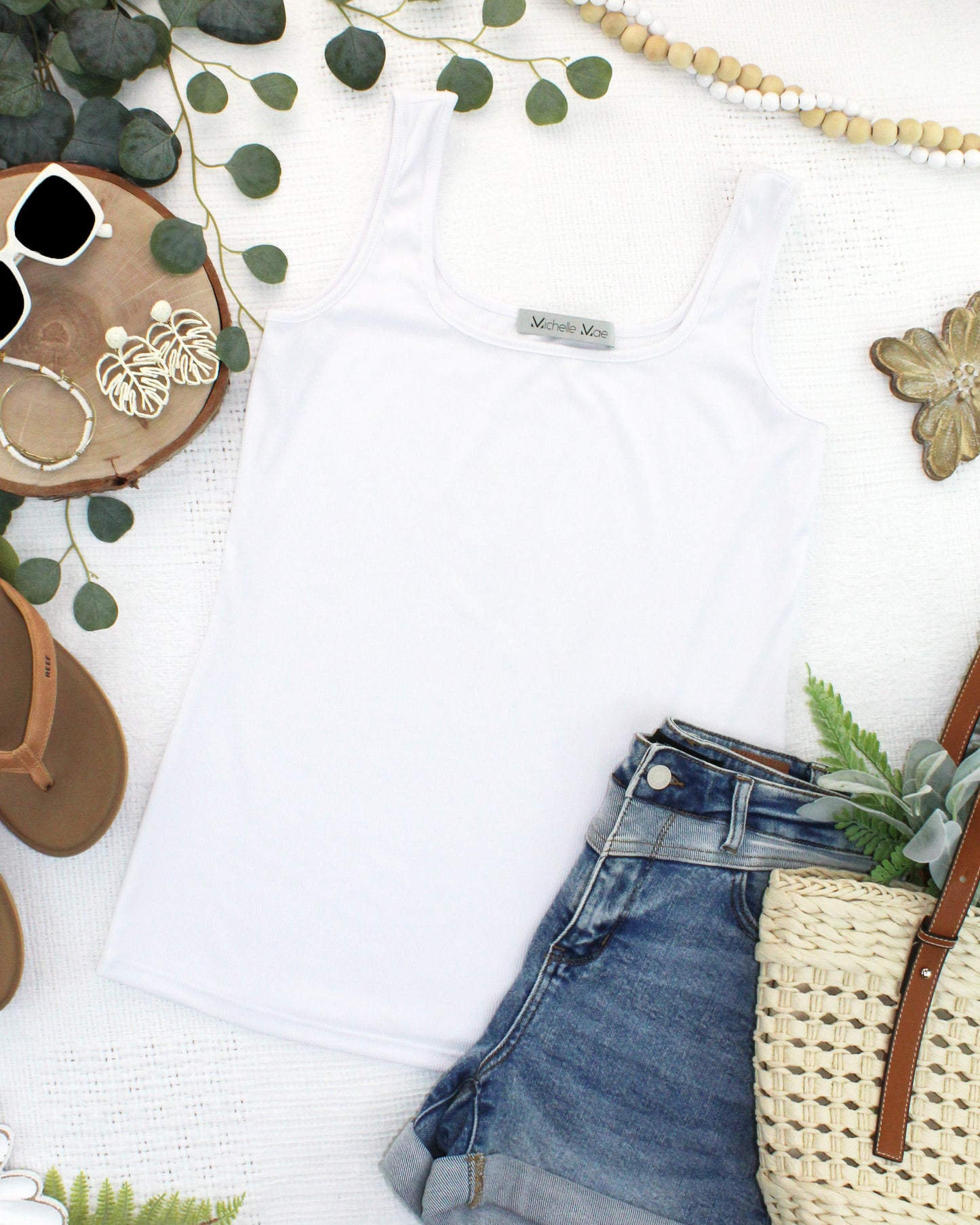 Michelle Mae Rachel Ribbed Tank - White