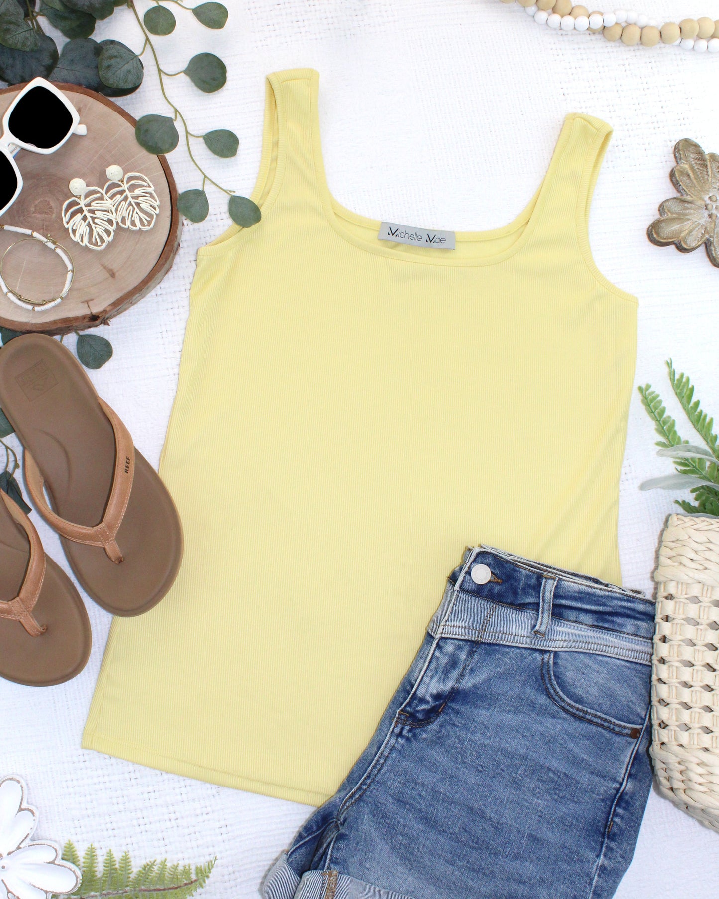 Michelle Mae Rachel Ribbed Tank - Yellow