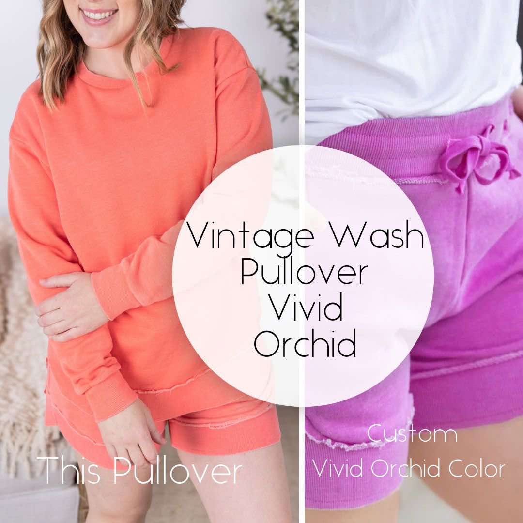 IN STOCK Vintage Wash Pullover - Vivid Orchid