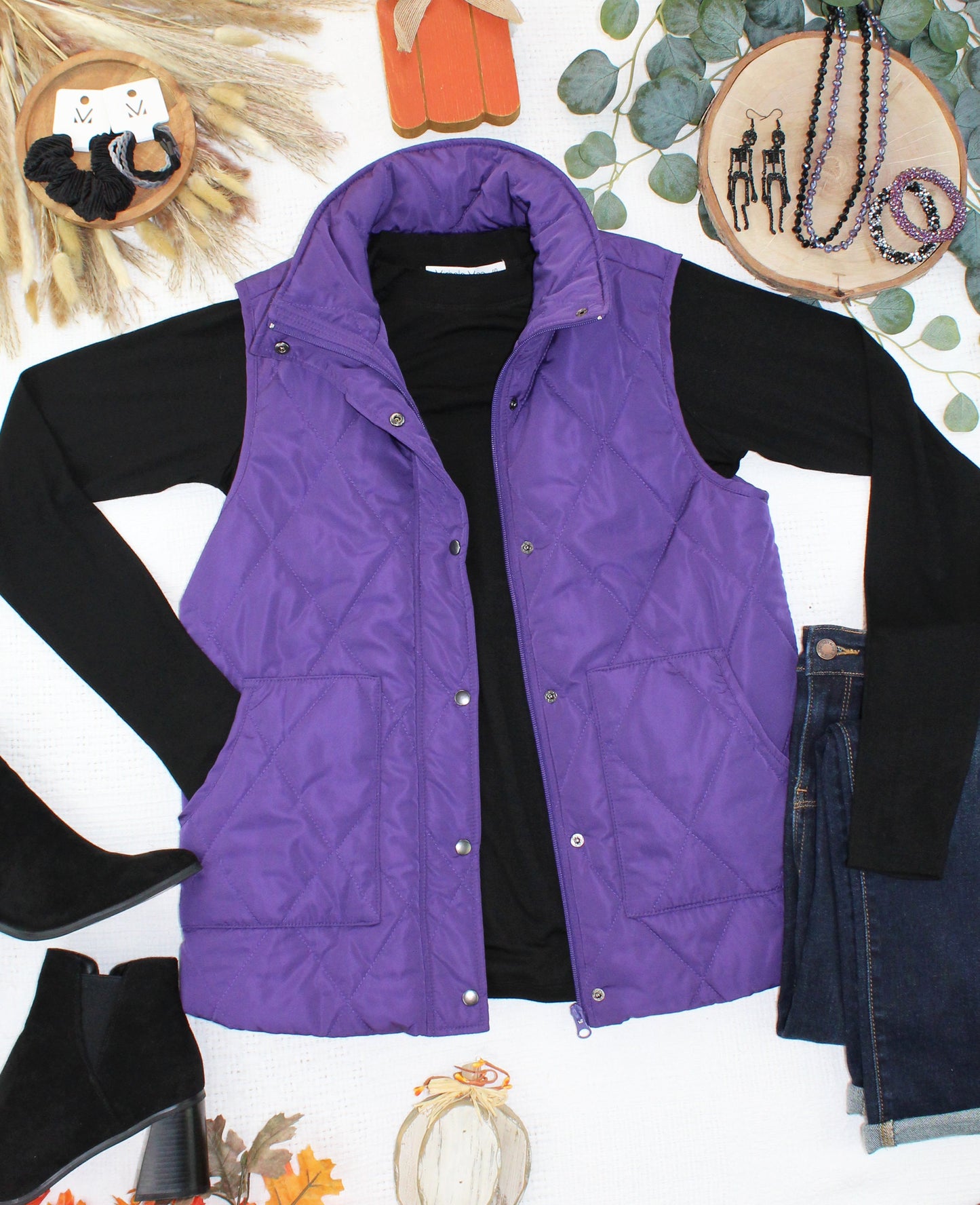 Michelle Mae Remy Zip Up Vest - Purple