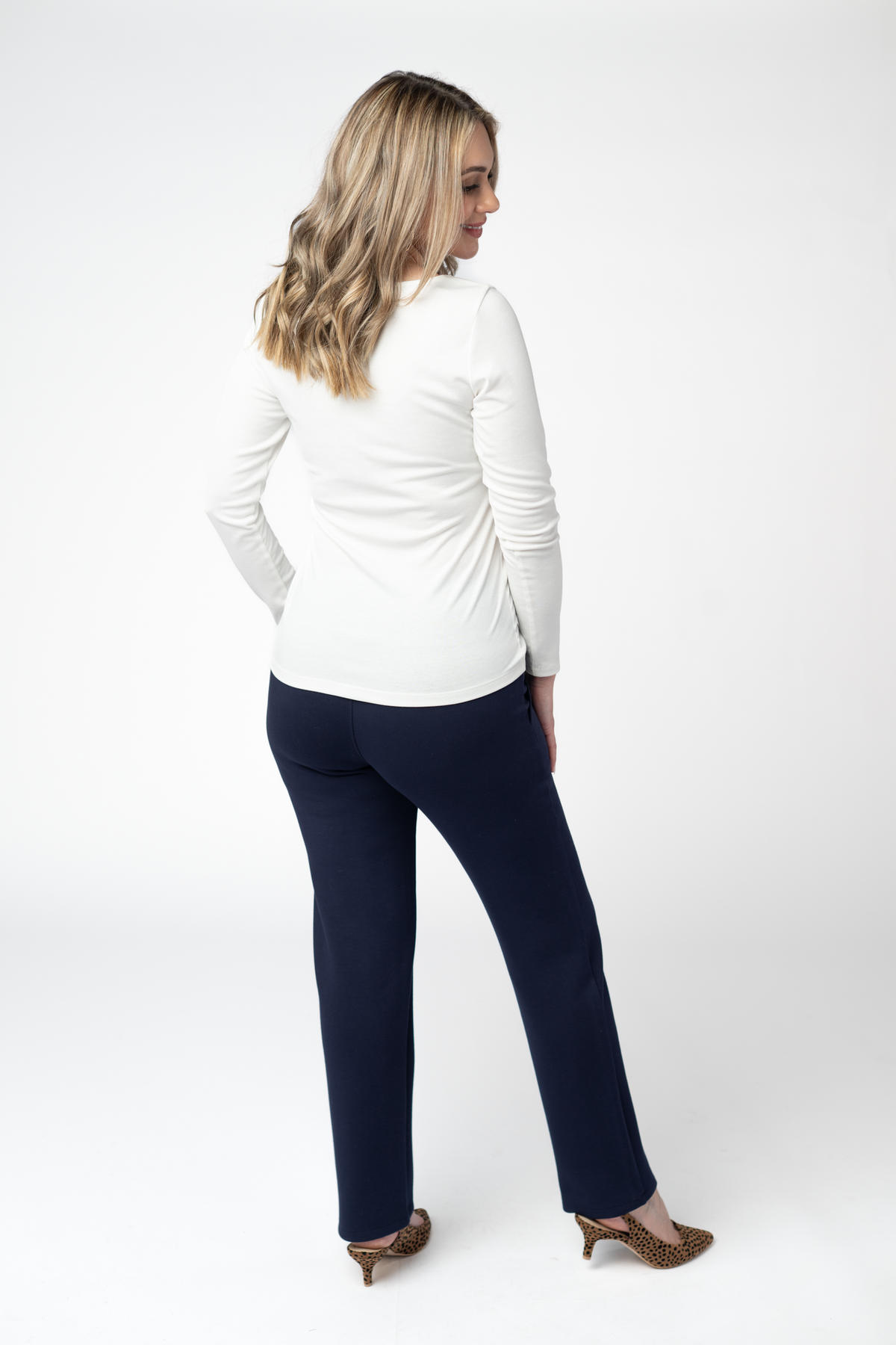 Michelle Mae Luxe Scuba Ankle Bottoms- Navy