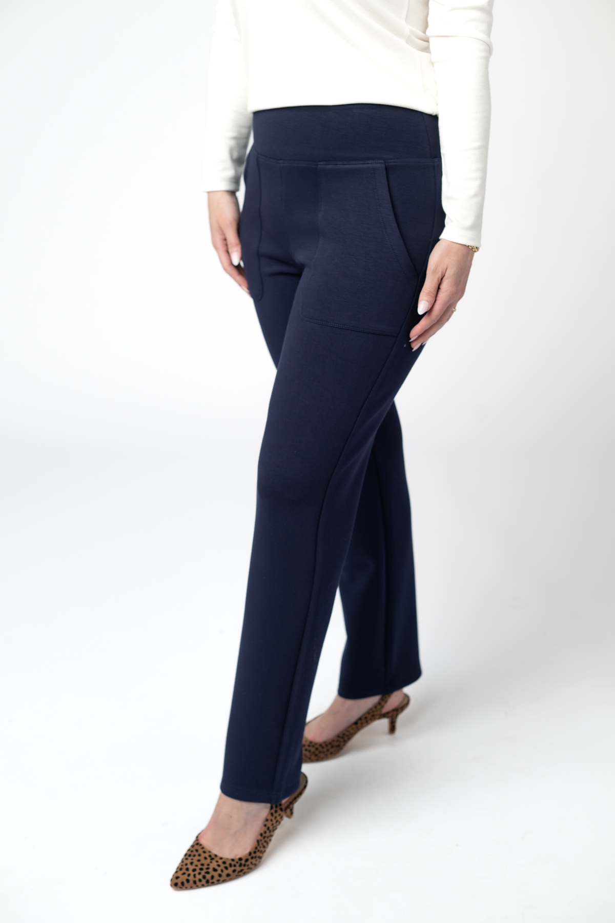 Michelle Mae Luxe Scuba Ankle Bottoms- Navy