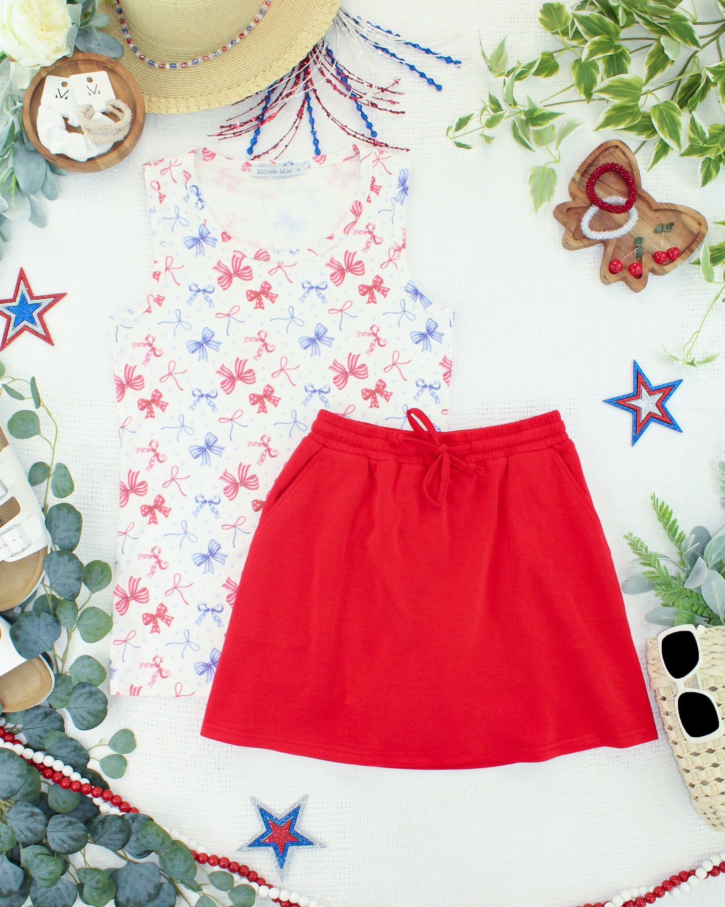 Michelle Mae Serena Luxe Skort - Red