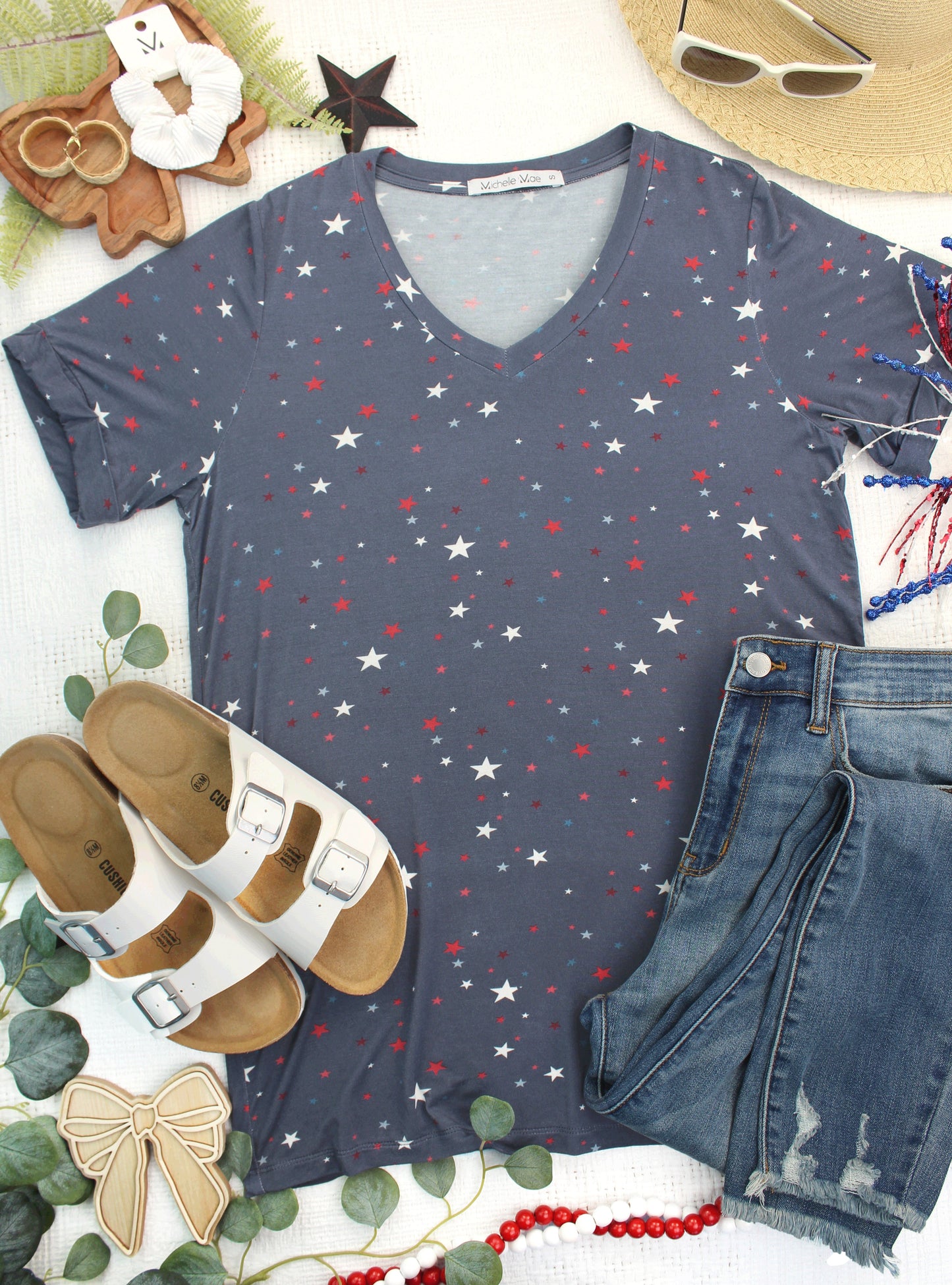 Michelle Mae Sophie Top - Blue Liberty Stars